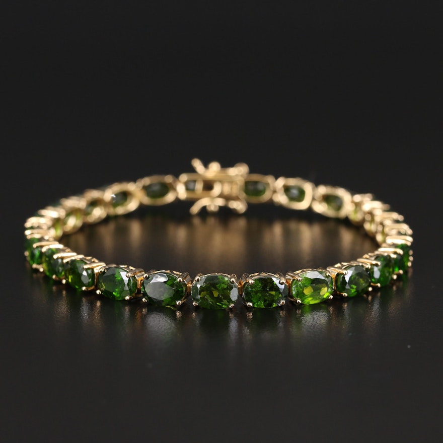 Sterling Diopside Line Bracelet