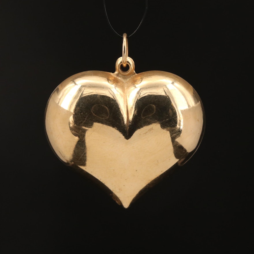 14K Puffed Heart Pendant