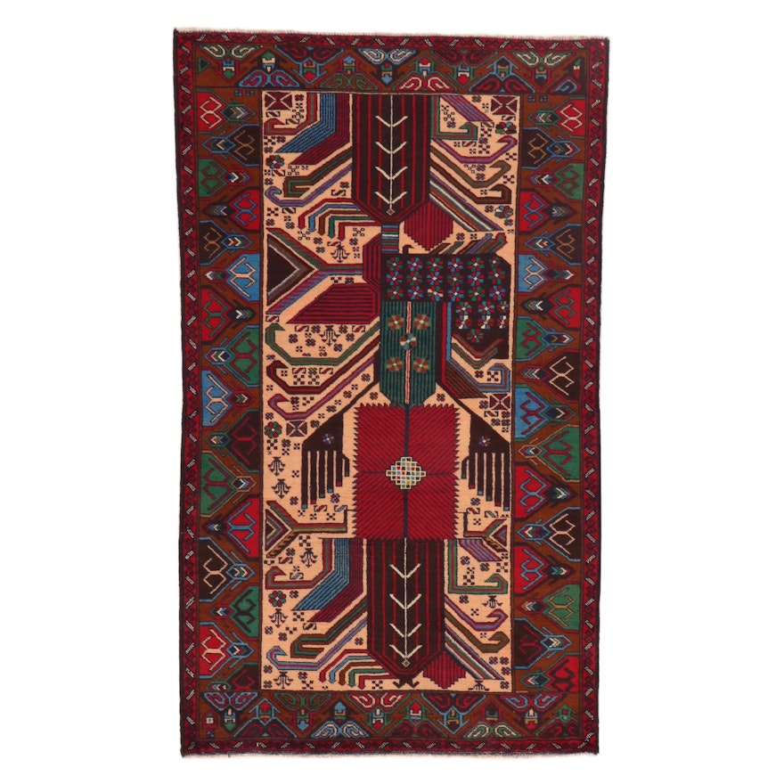 3'10 x 6'5 Hand-Knotted Persian Baluch Rug, 2000s