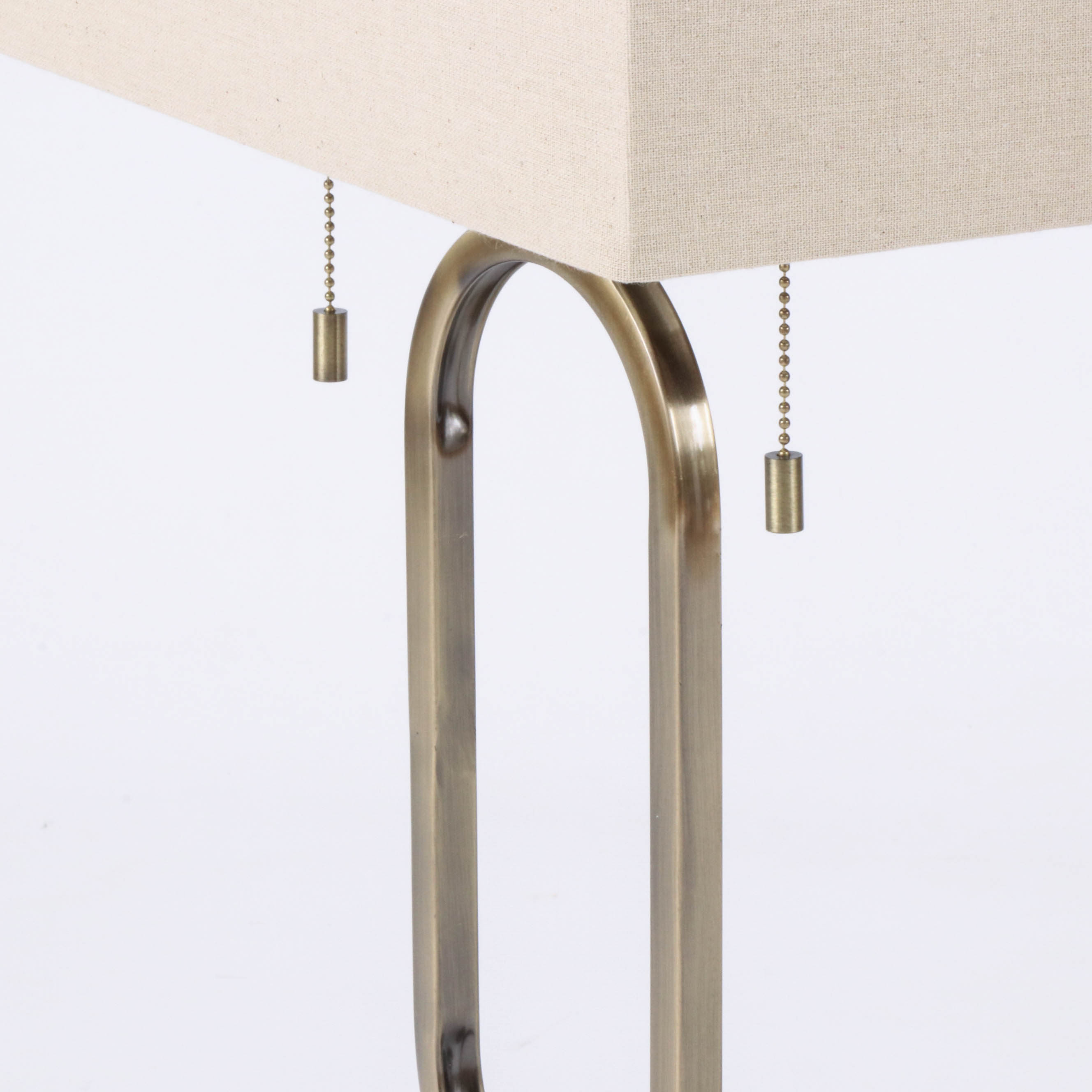 Modern Brushed Metal and Acrylic Table Lamps with Fabric Shades