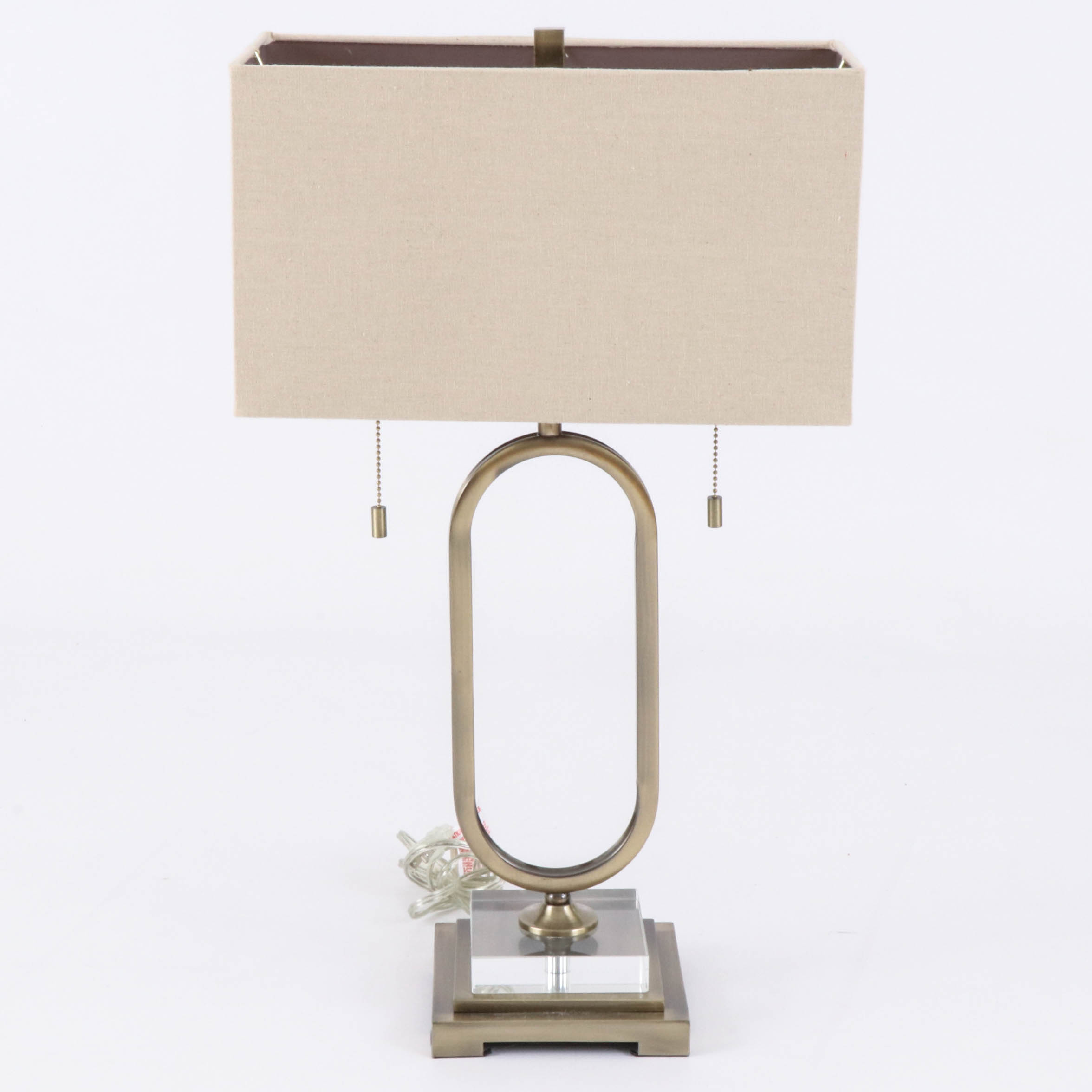 Modern Brushed Metal and Acrylic Table Lamps with Fabric Shades