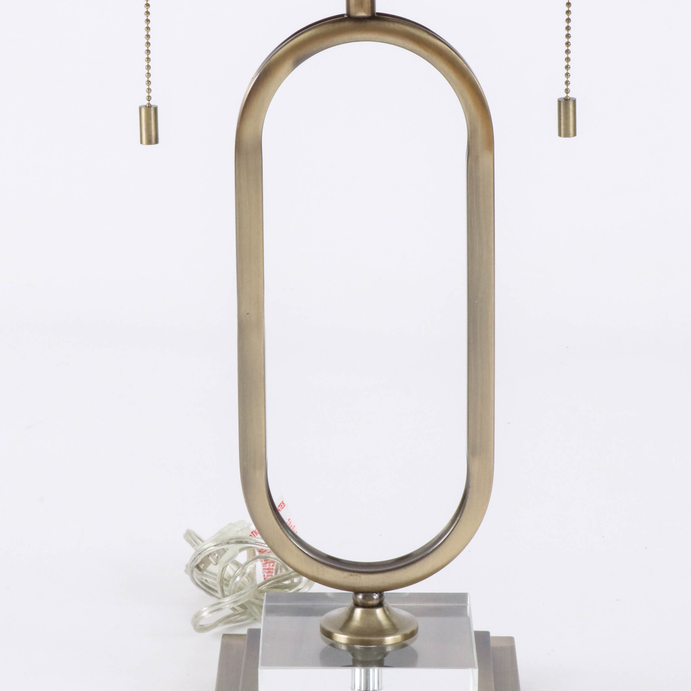 Modern Brushed Metal and Acrylic Table Lamps with Fabric Shades