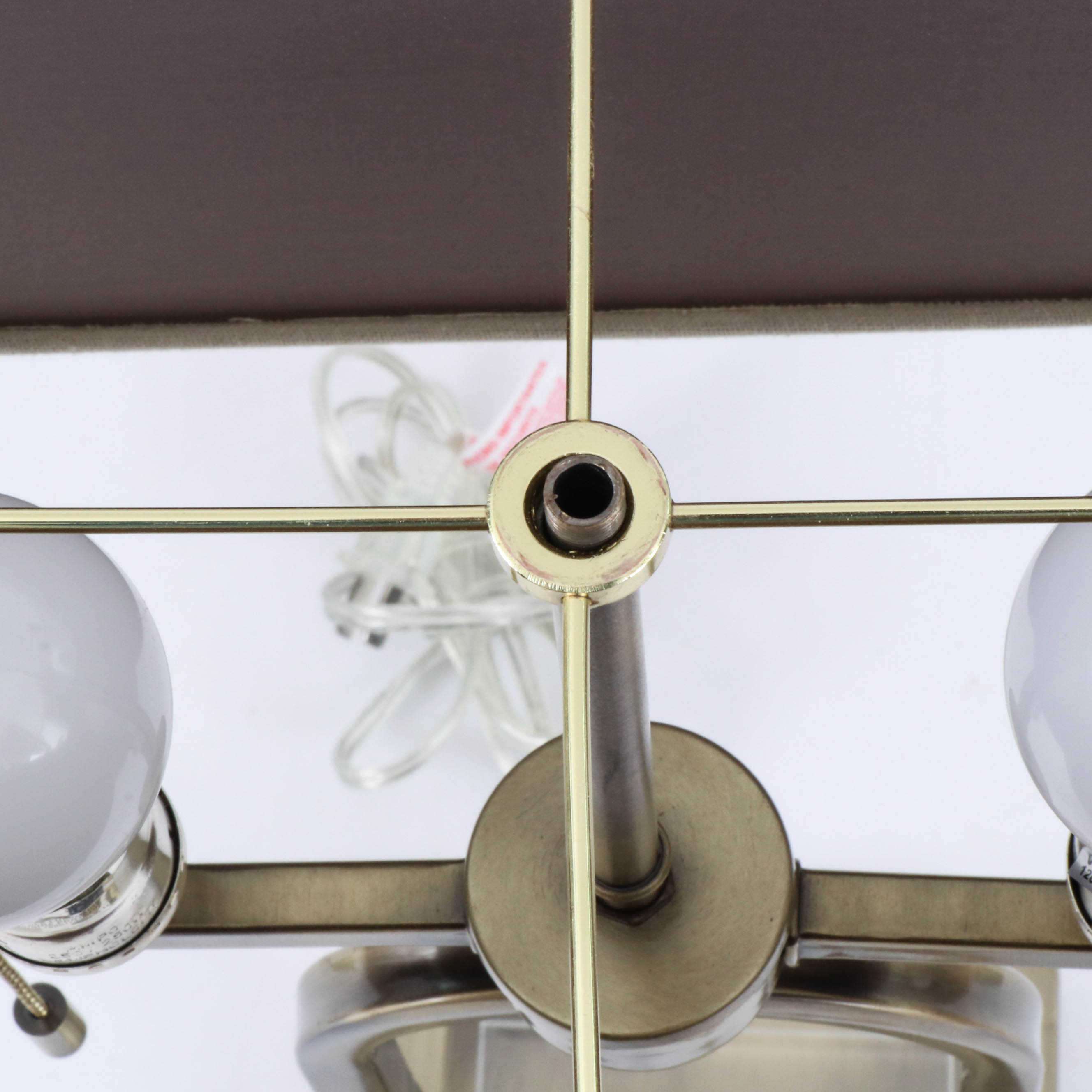 Modern Brushed Metal and Acrylic Table Lamps with Fabric Shades