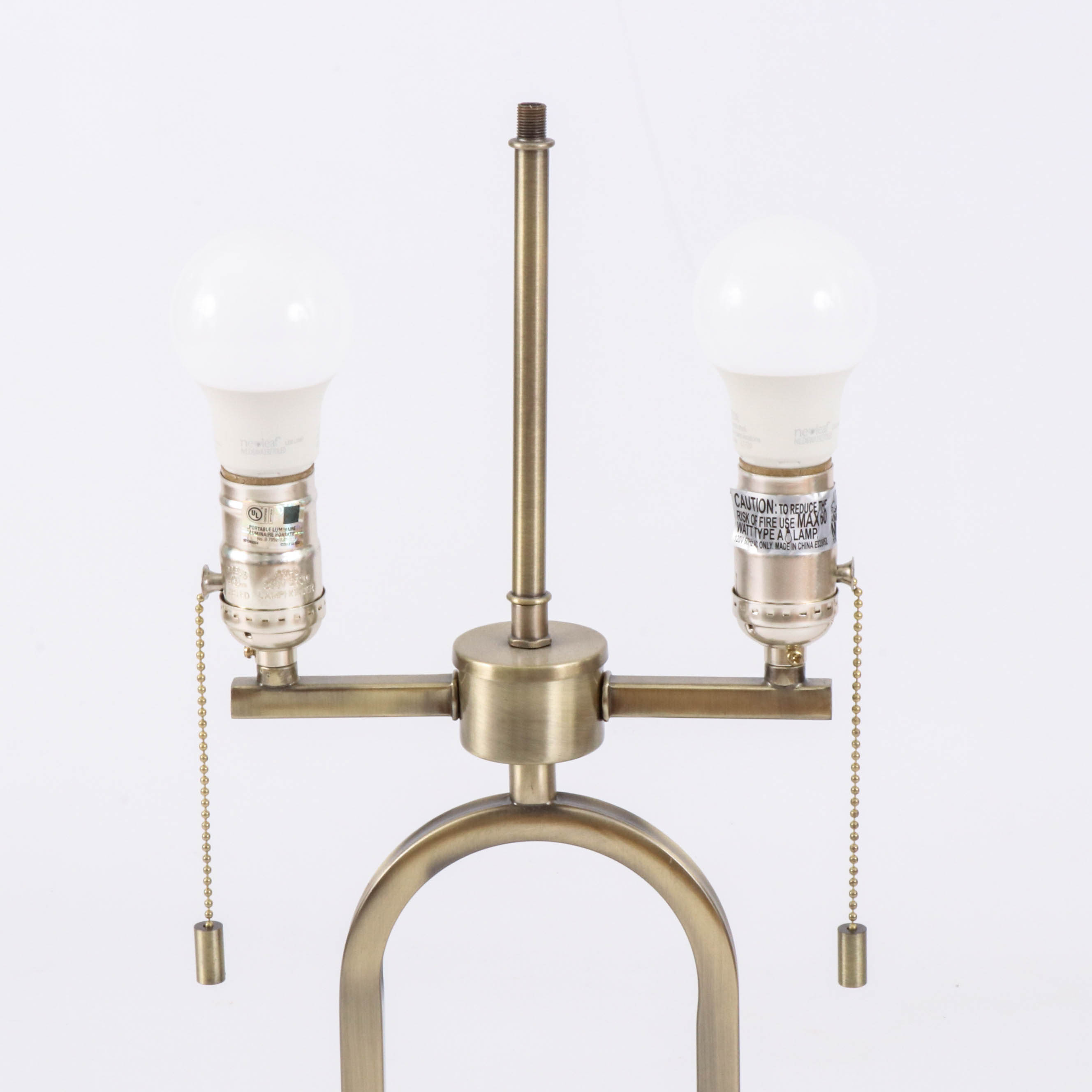 Modern Brushed Metal and Acrylic Table Lamps with Fabric Shades