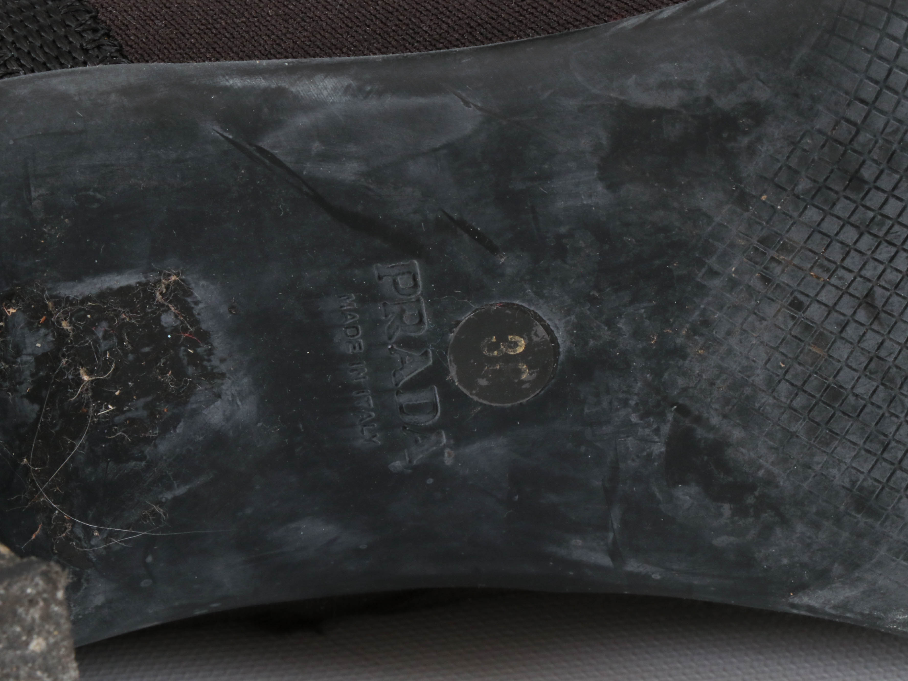 Prada Dark Brown Zip-Up Ankle Boots with Black Trim