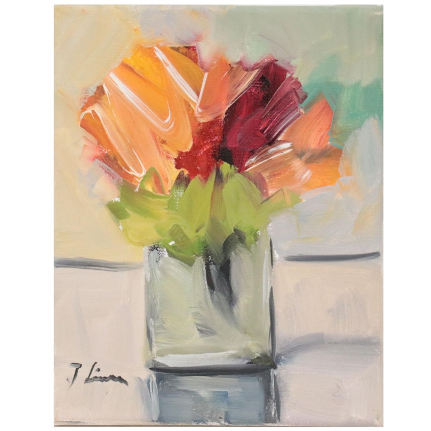 José M. Lima Floral Still Life Oil Painting, 2021