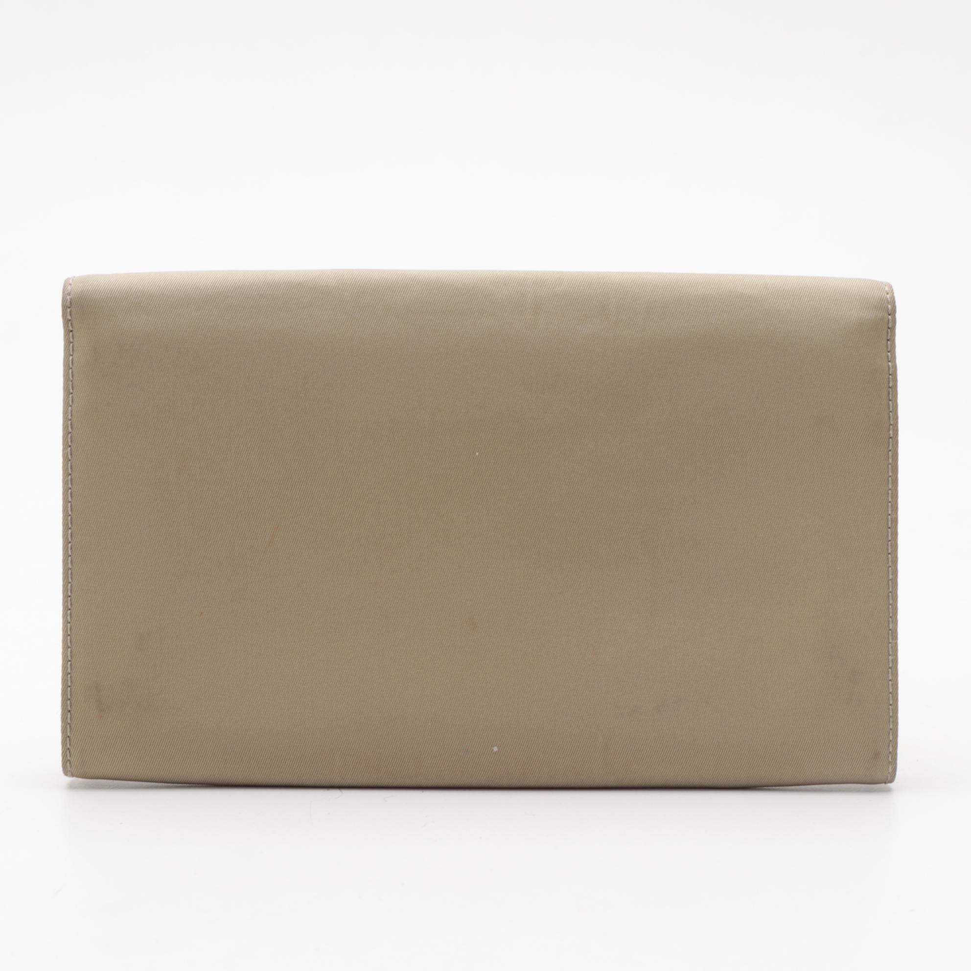 Prada Continental Wallet in Beige Tessuto Nylon and Leather