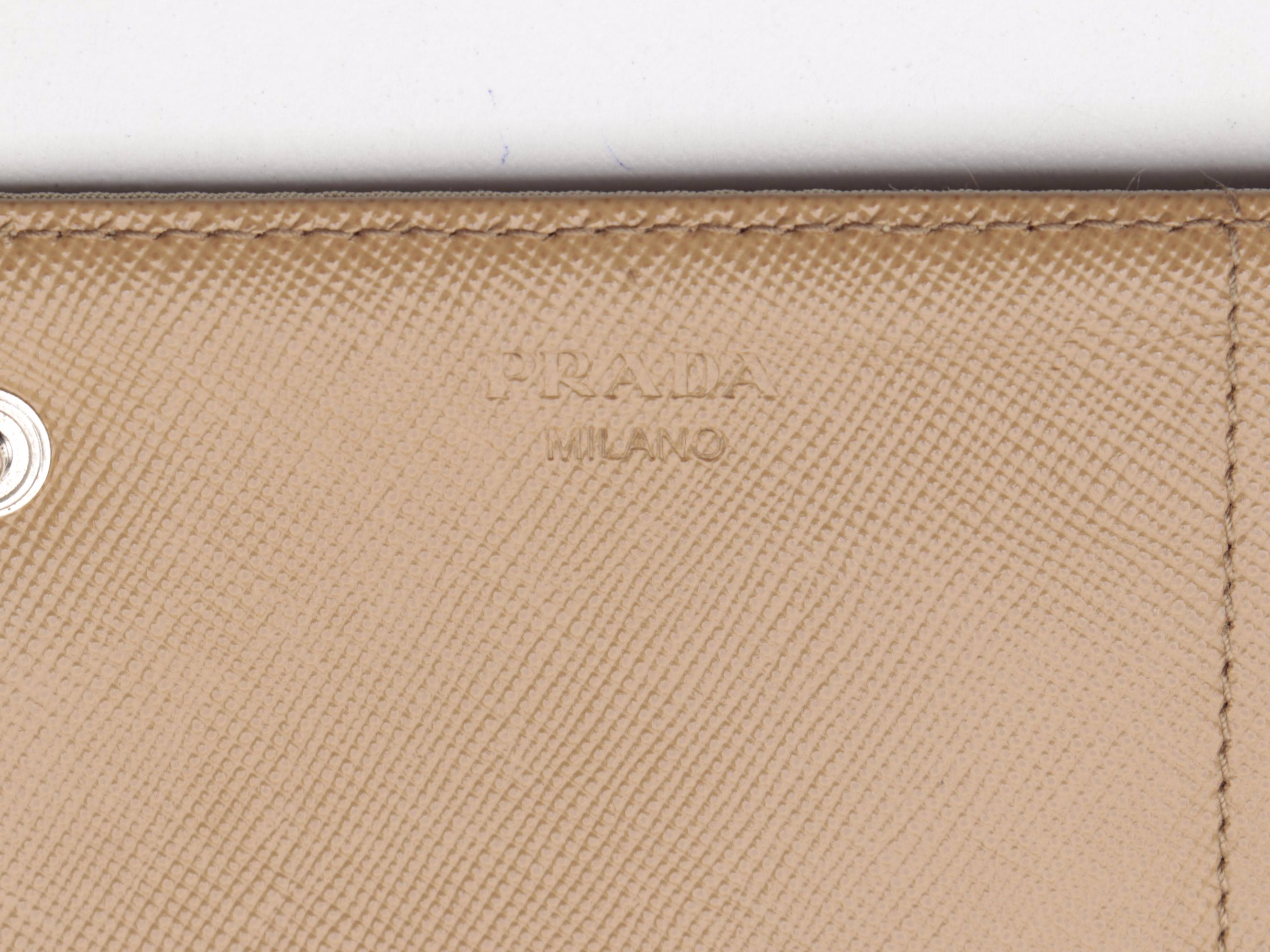 Prada Continental Wallet in Beige Tessuto Nylon and Leather
