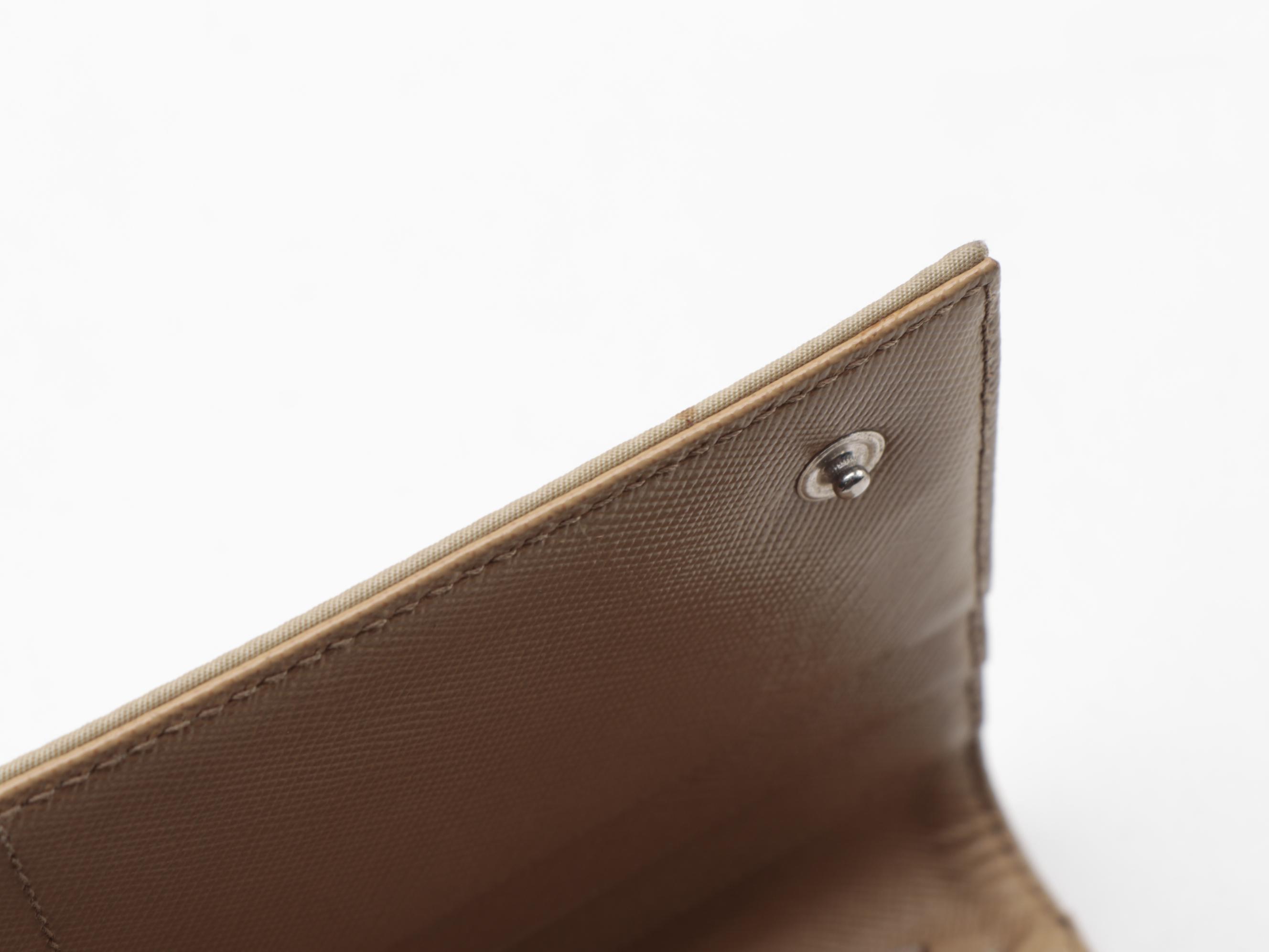 Prada Continental Wallet in Beige Tessuto Nylon and Leather