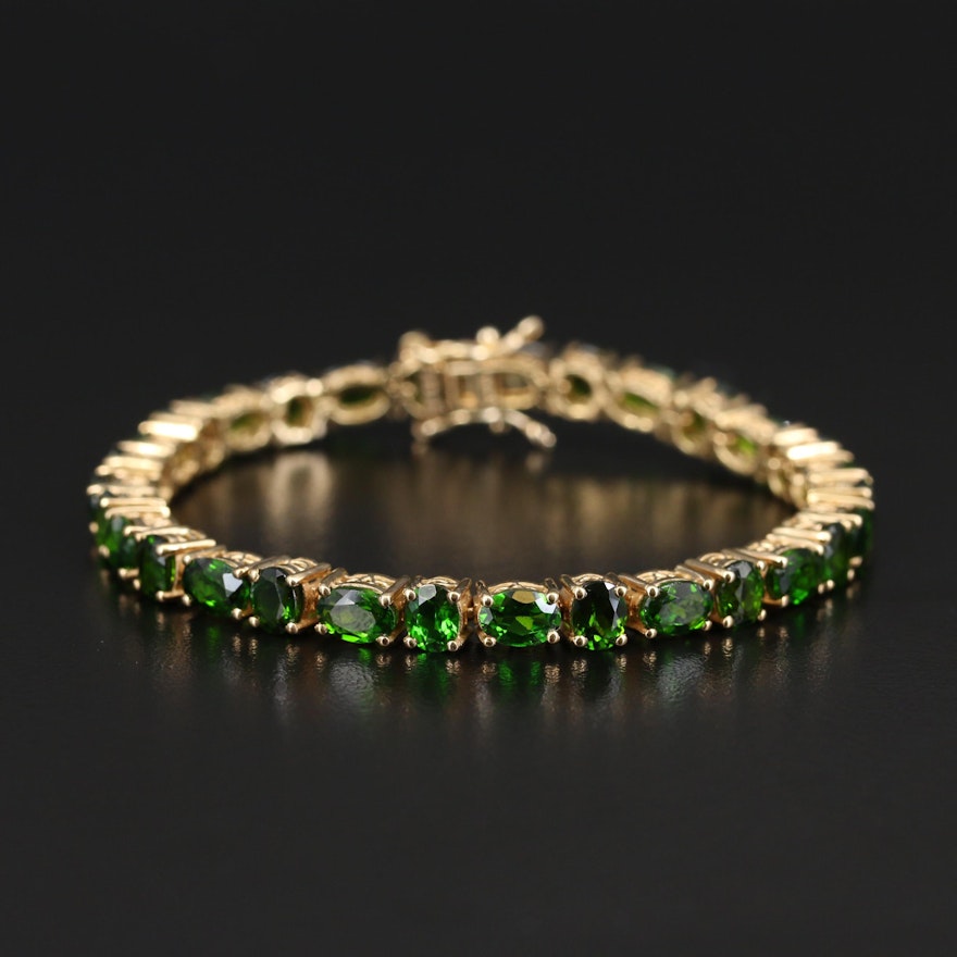 Sterling Diopside Line Bracelet