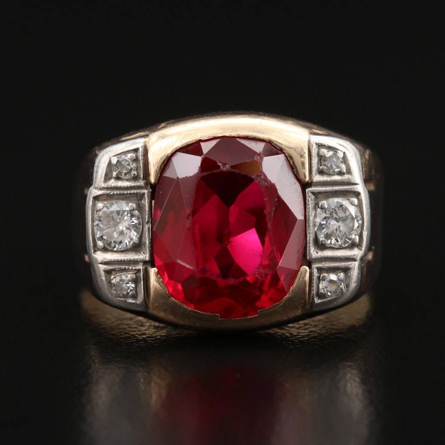 Vintage 14K Ruby and Diamond Ring