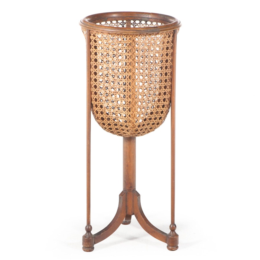 Beech Wood and Caned Jardinière-on-Stand, 20th Century