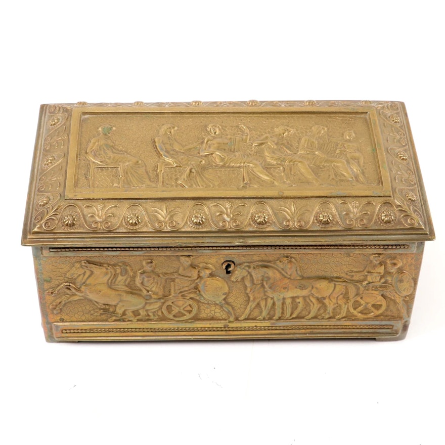 Erhard & Söhne Gilt Metal Humidor with Classical Freezes,  Early 20th Century