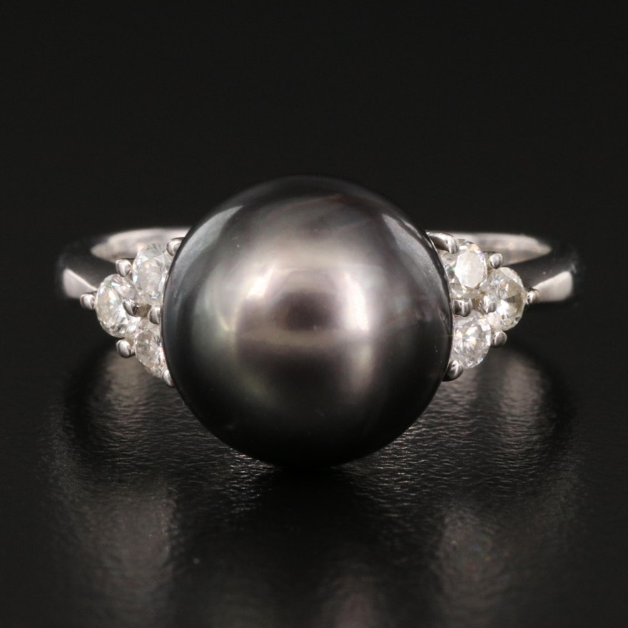 18K Pearl and Diamond Ring