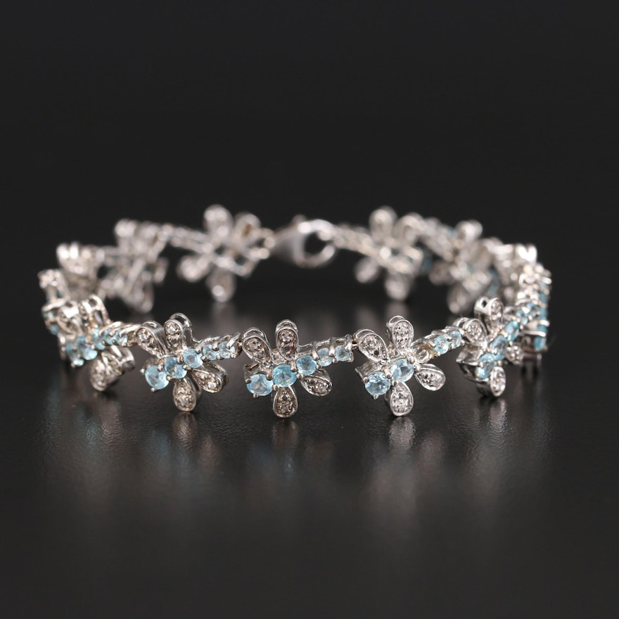 Sterling Apatite and Topaz Dragonfly Bracelet