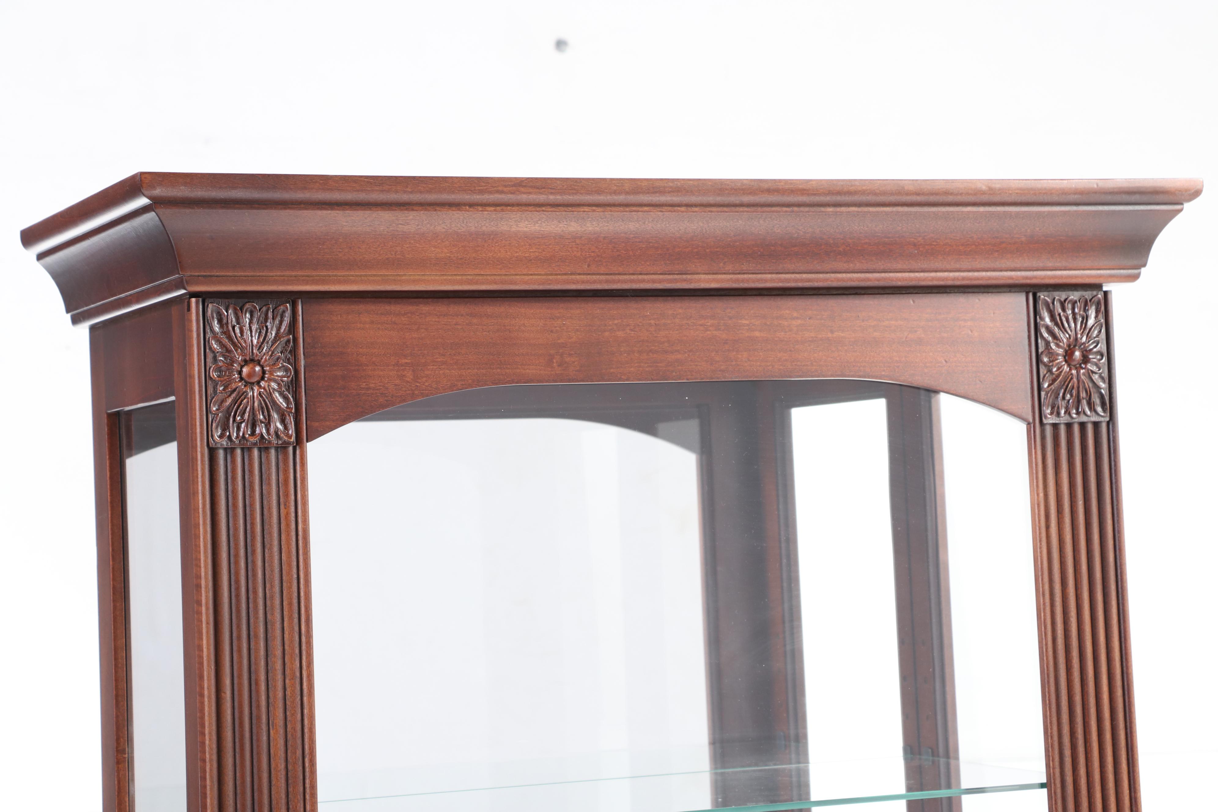 Howard Miller Cherrywood-Stained Mirror-Back Display Cabinet