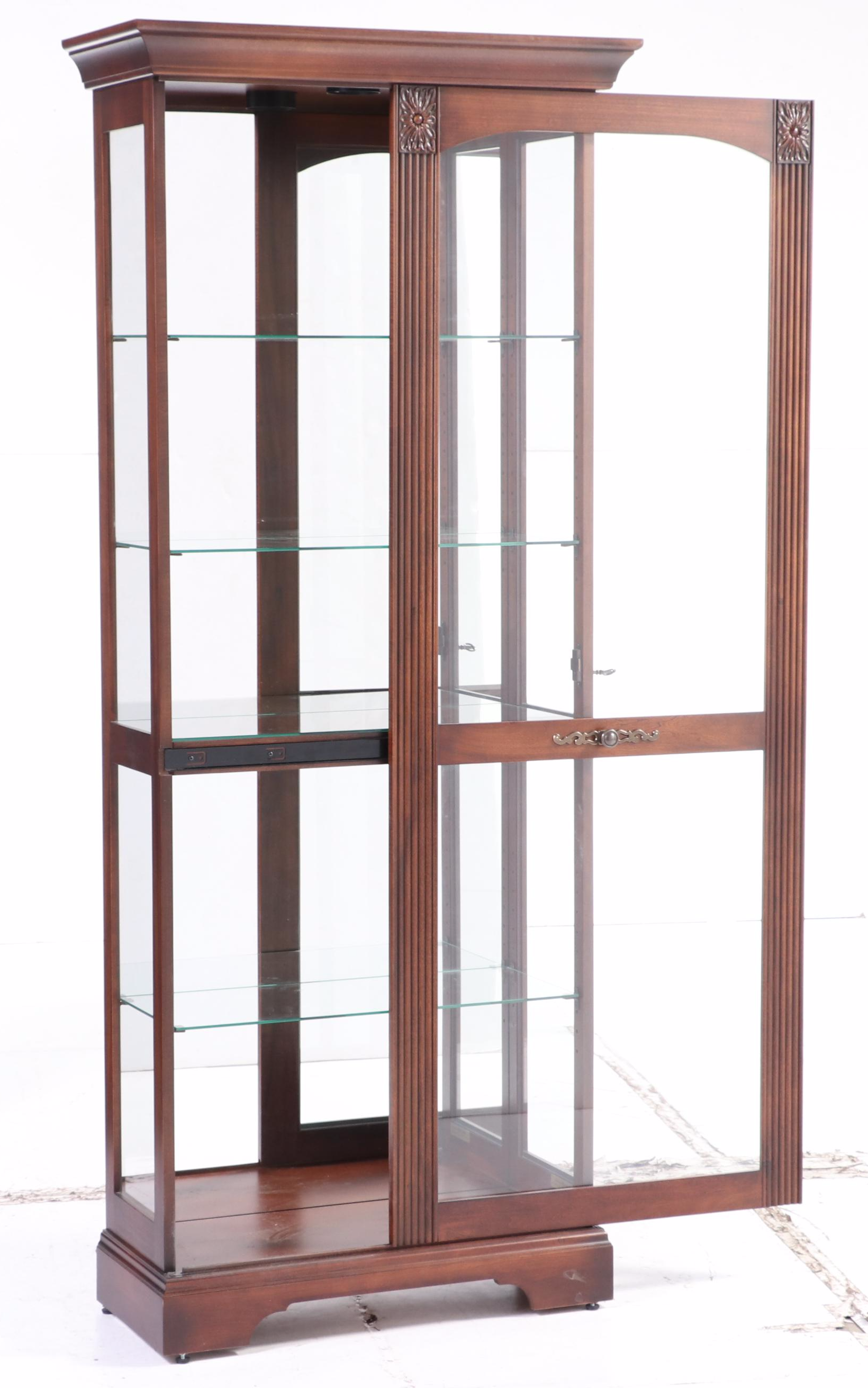 Howard Miller Cherrywood-Stained Mirror-Back Display Cabinet