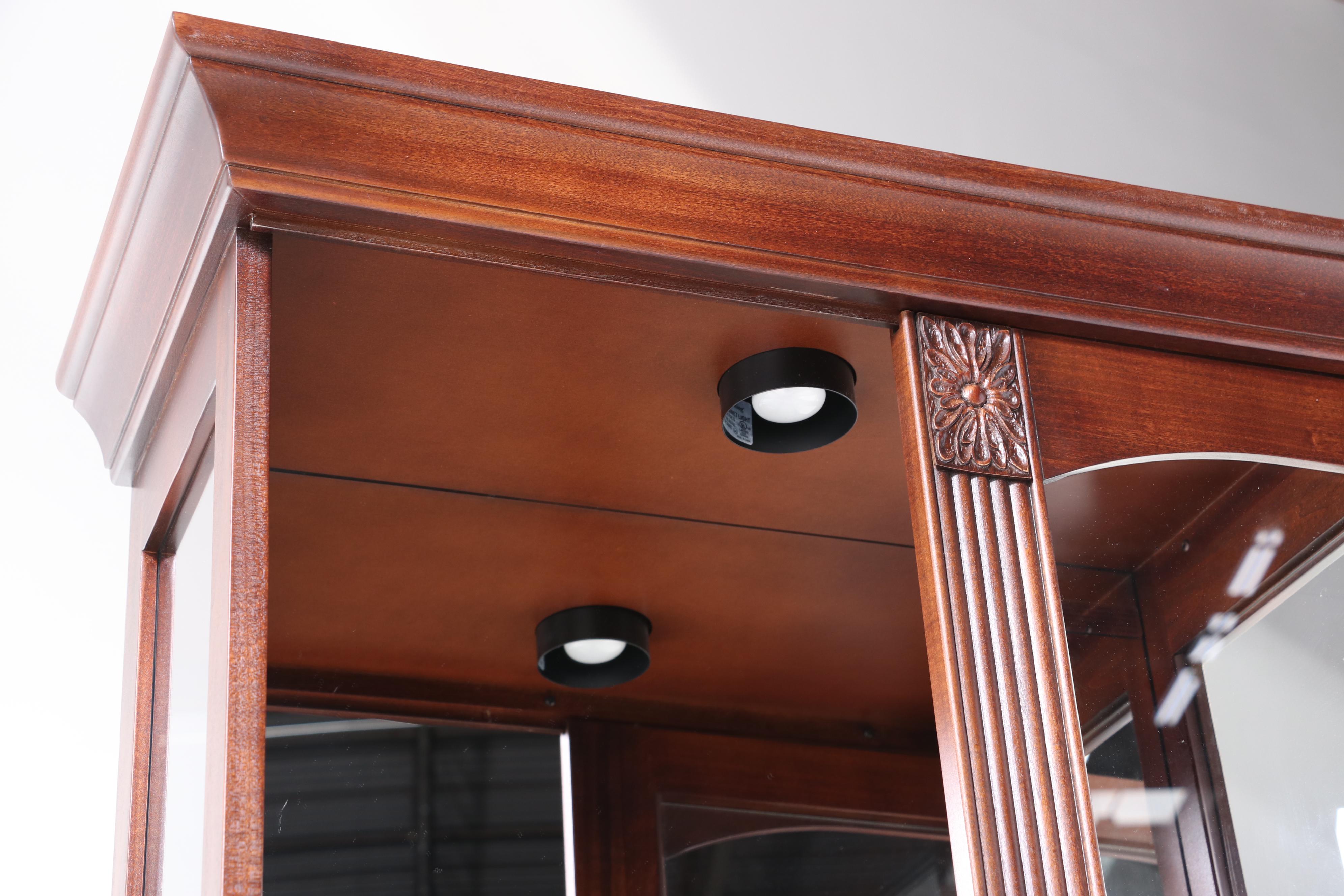 Howard Miller Cherrywood-Stained Mirror-Back Display Cabinet