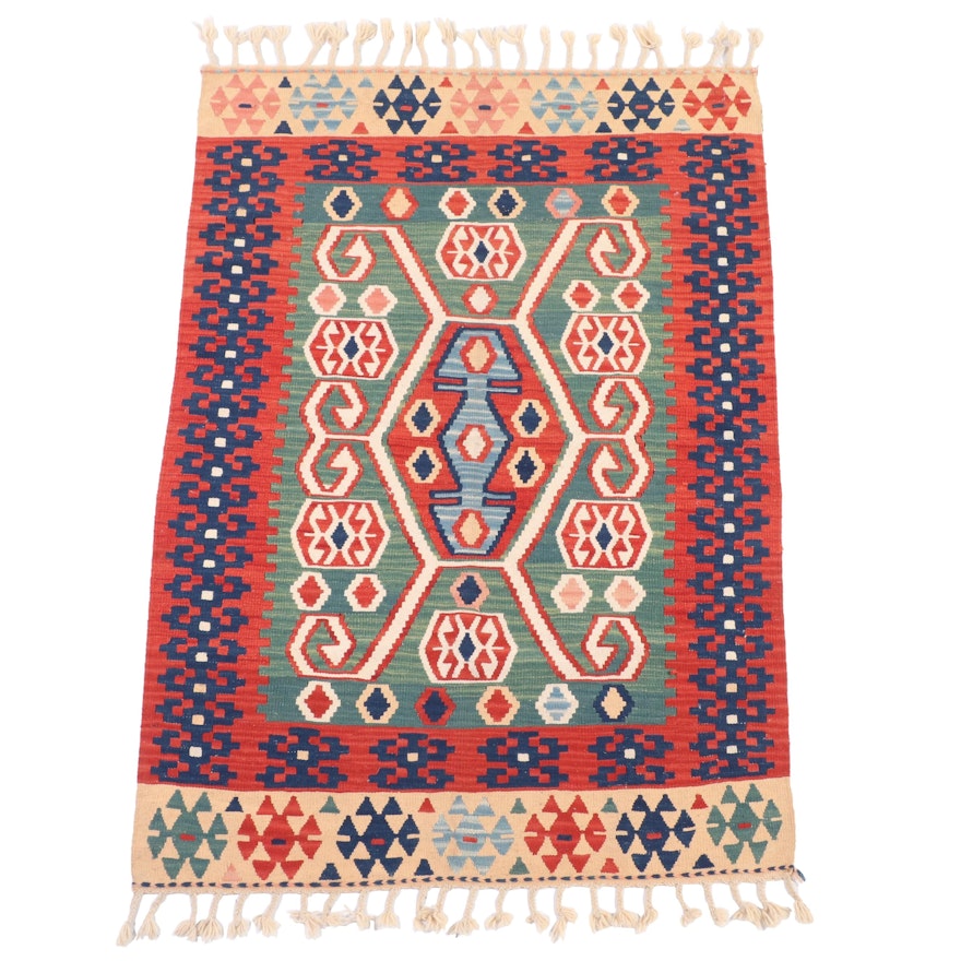 3'11 x 6'5 Handwoven Turkish Village Kilim Area Rug