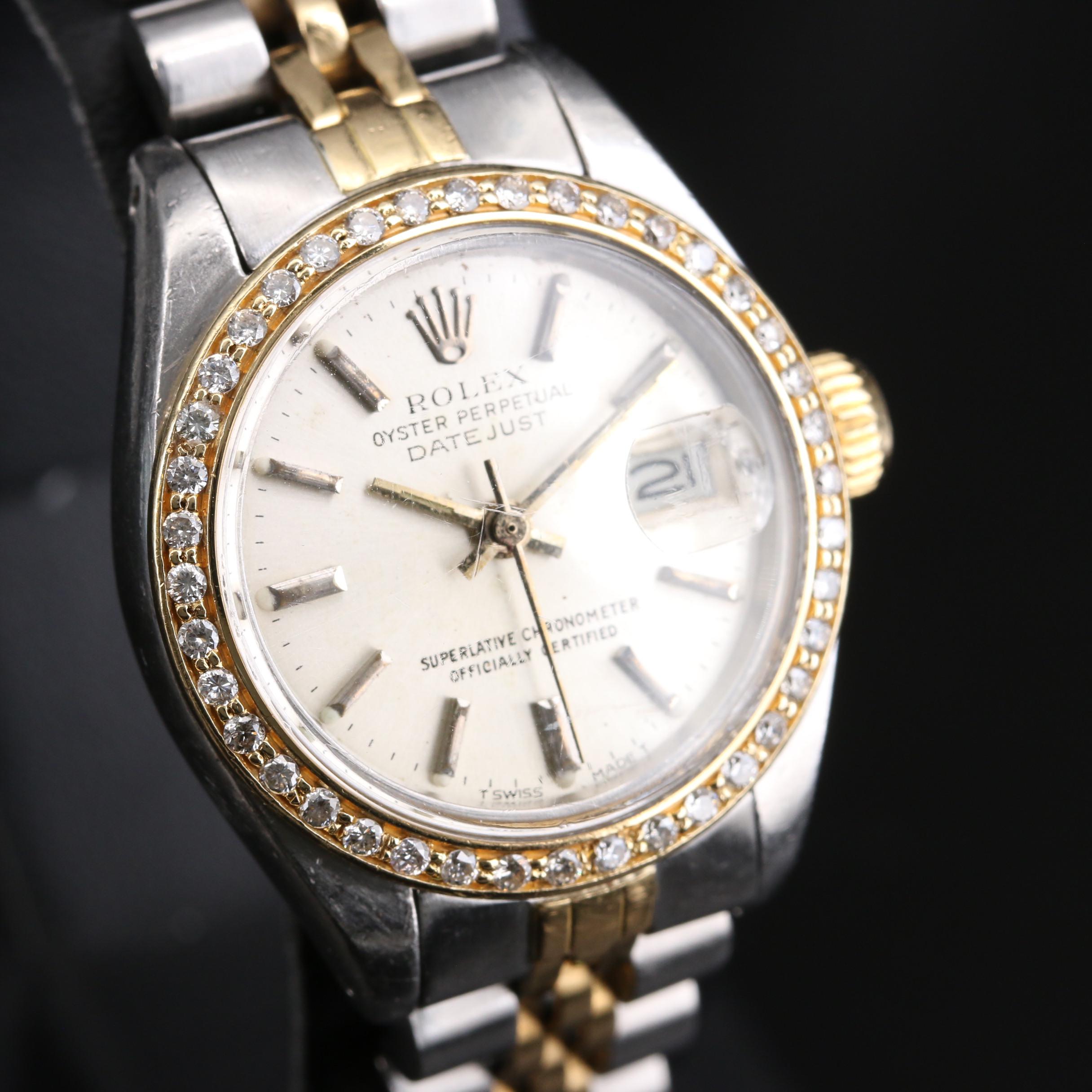 1982 Rolex Datejust Diamond Bezel 18K Gold and Stainless Steel Watch