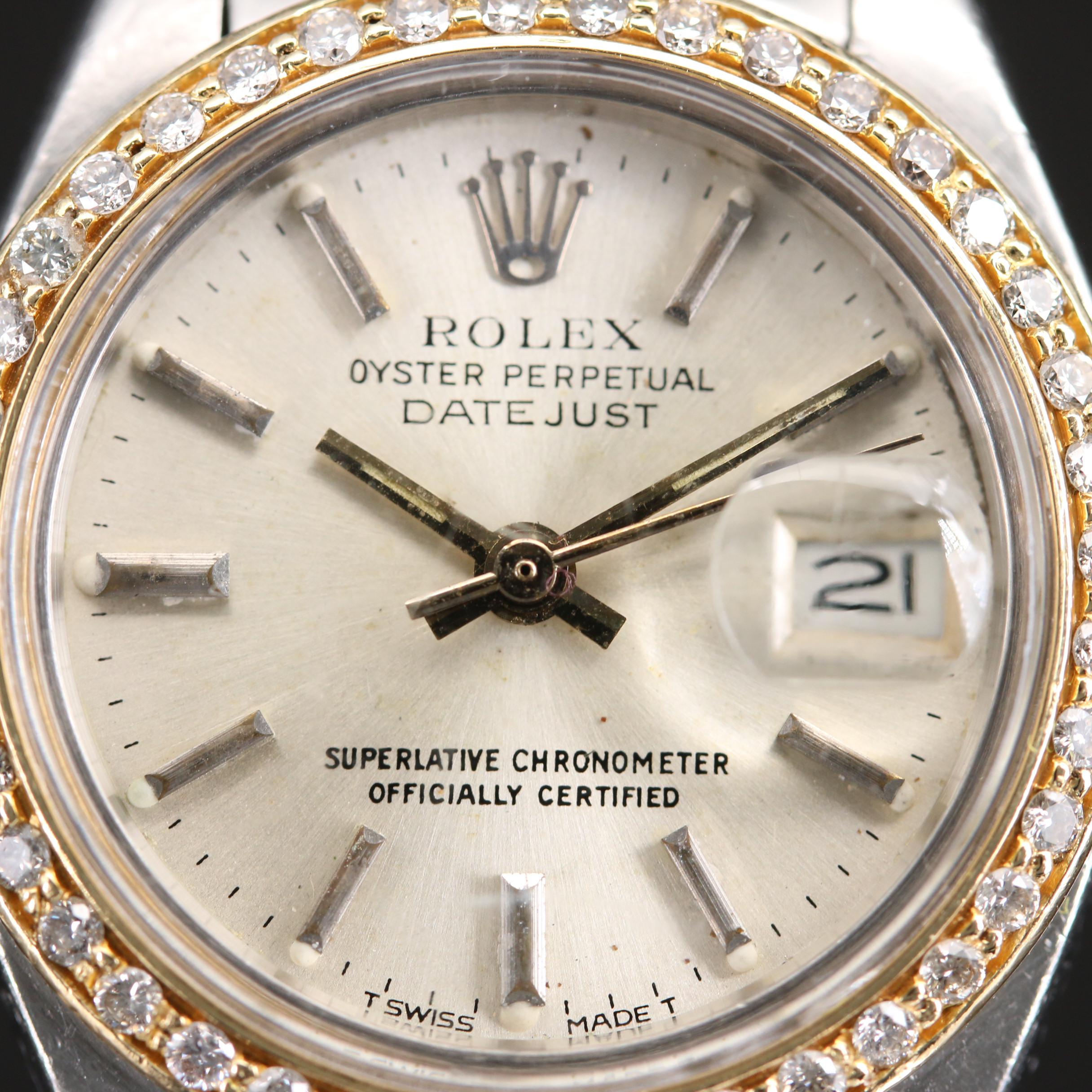 1982 Rolex Datejust Diamond Bezel 18K Gold and Stainless Steel Watch