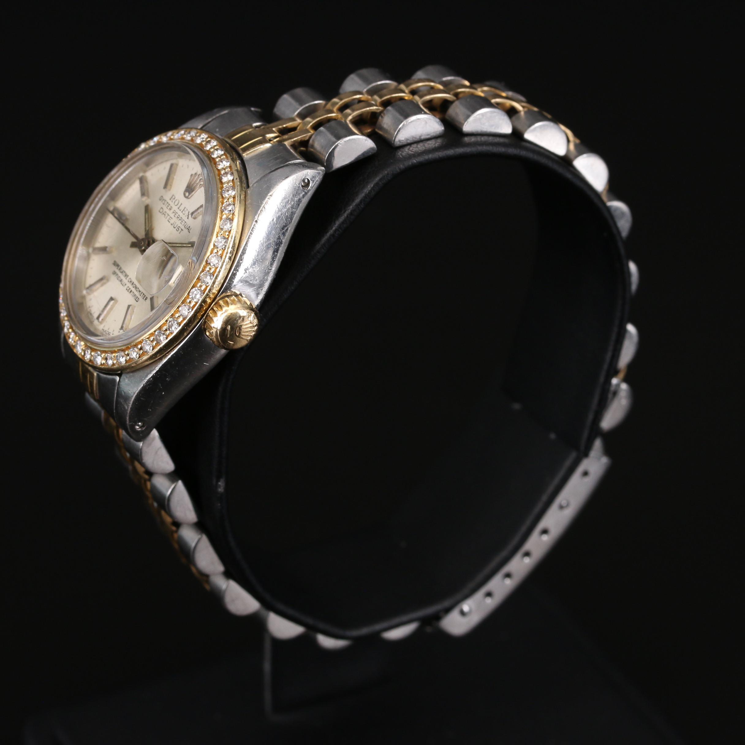 1982 Rolex Datejust Diamond Bezel 18K Gold and Stainless Steel Watch