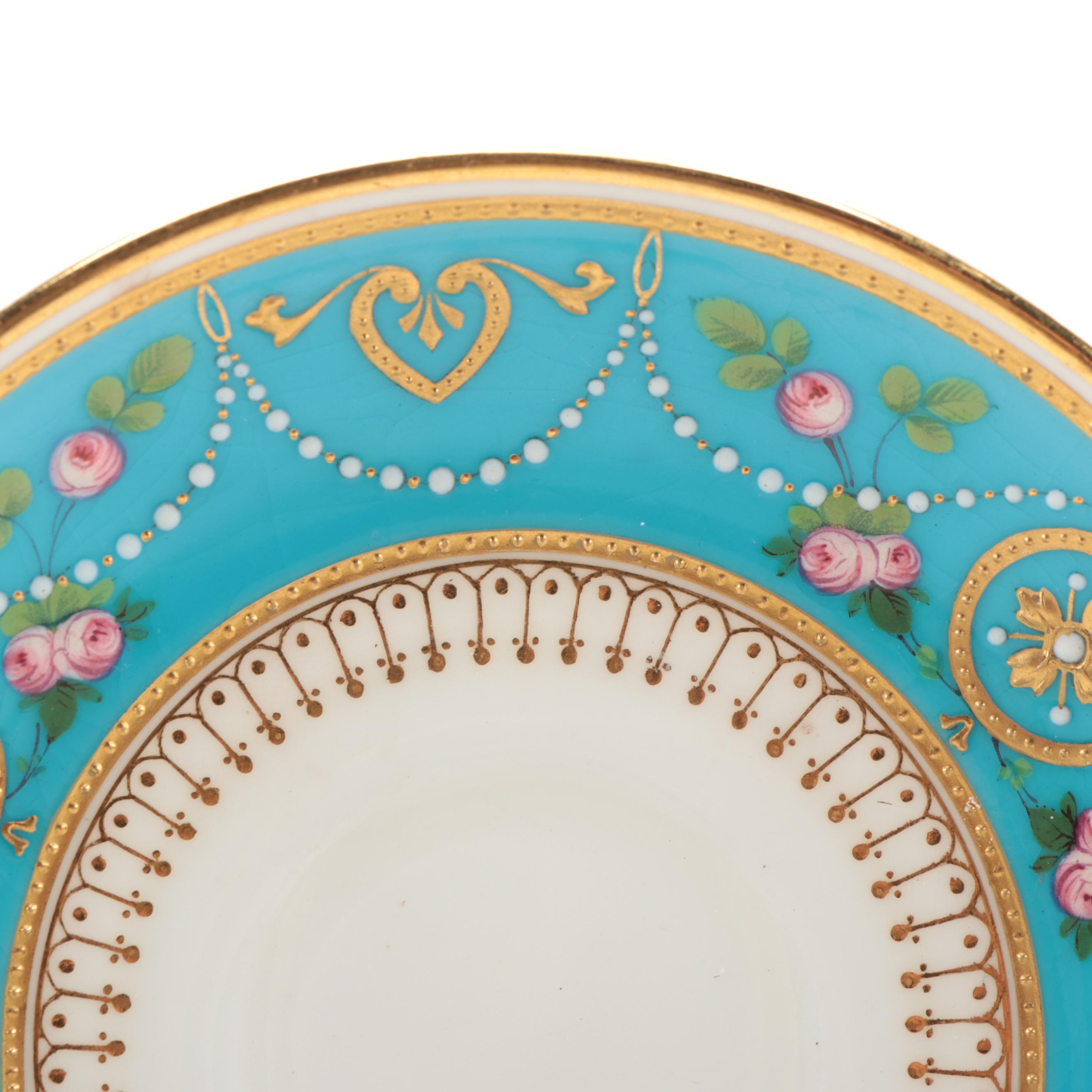 Minton Gilt Bone China Demitasse Cups and Saucers, Late 19th/Early 20th Century