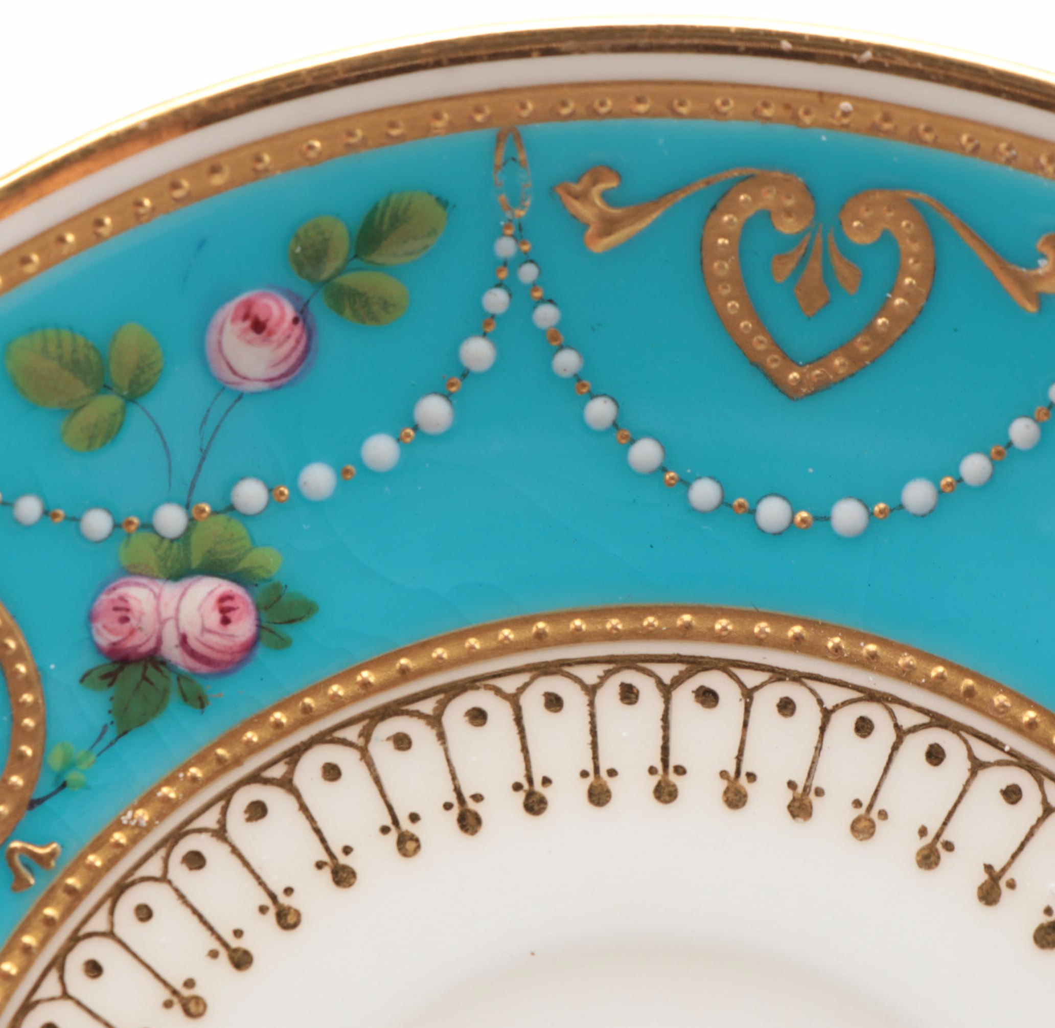 Minton Gilt Bone China Demitasse Cups and Saucers, Late 19th/Early 20th Century