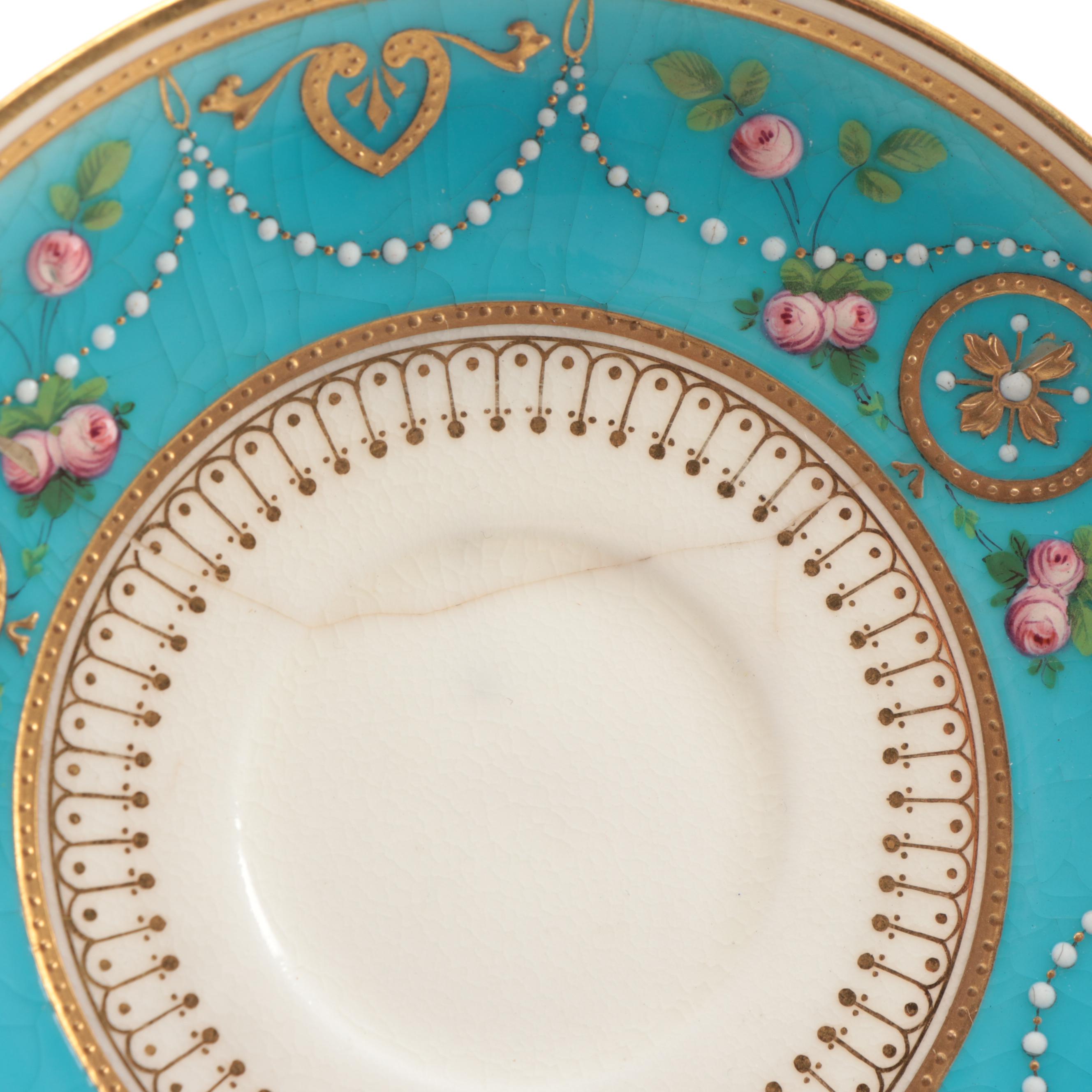 Minton Gilt Bone China Demitasse Cups and Saucers, Late 19th/Early 20th Century