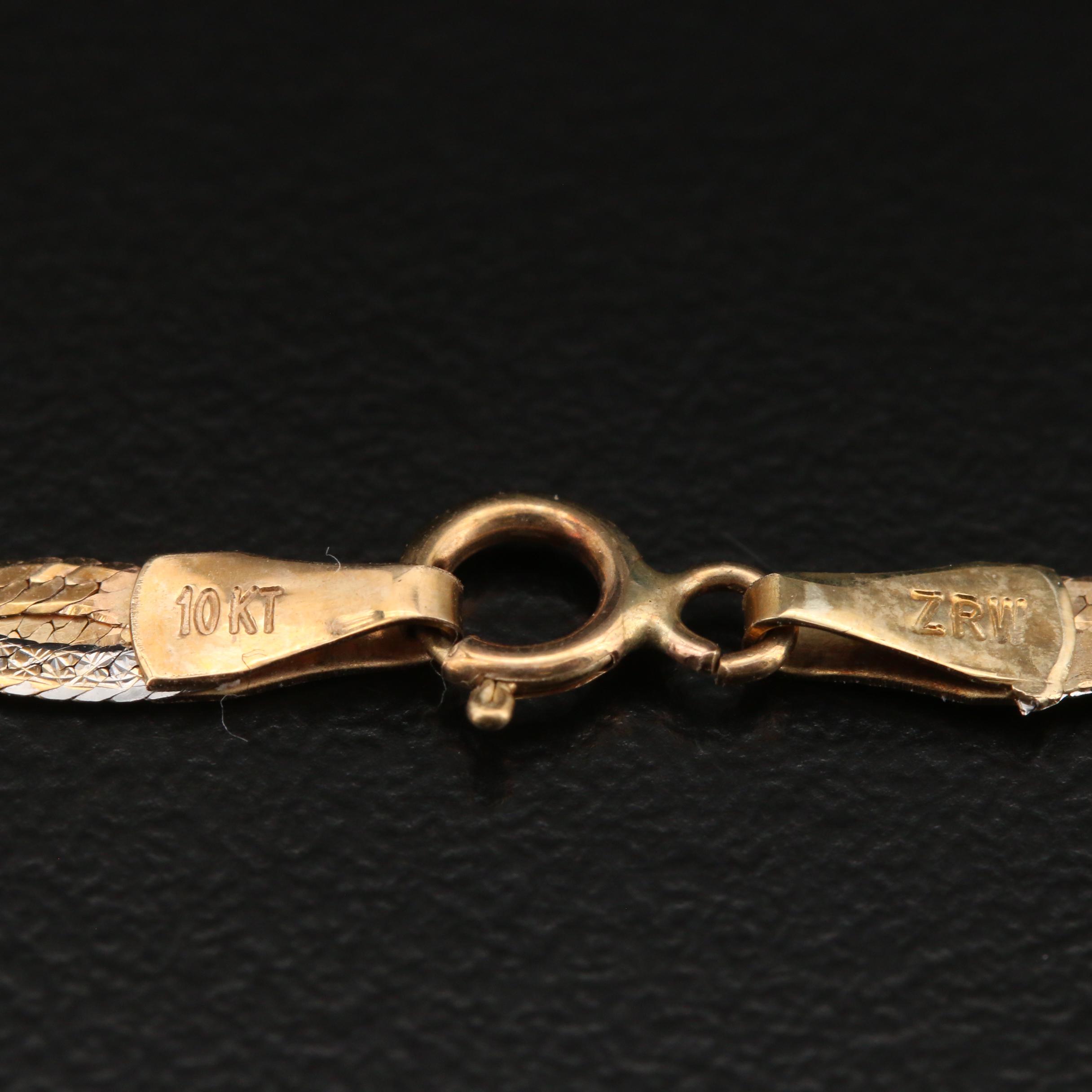 Italian 10K Tri-Color Gold Twisted Herringbone Chain Necklace