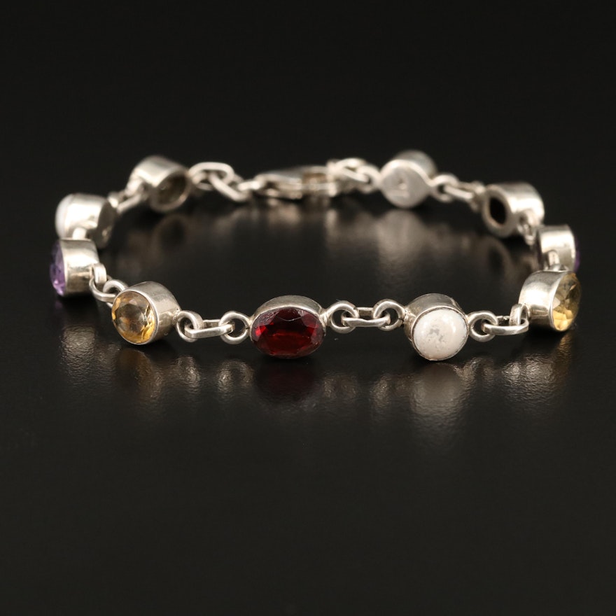 Nicky Butler Sterling Amethyst, Garnet and Citrine Bracelet