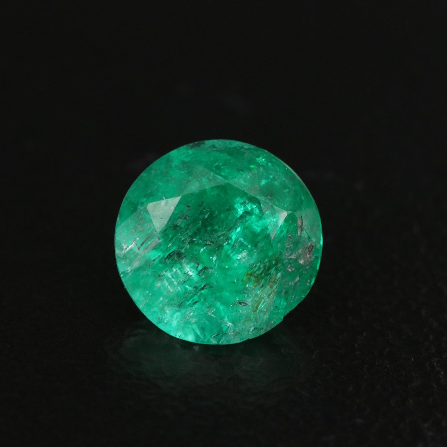 Loose 1.00 CT Round Faceted Emerald