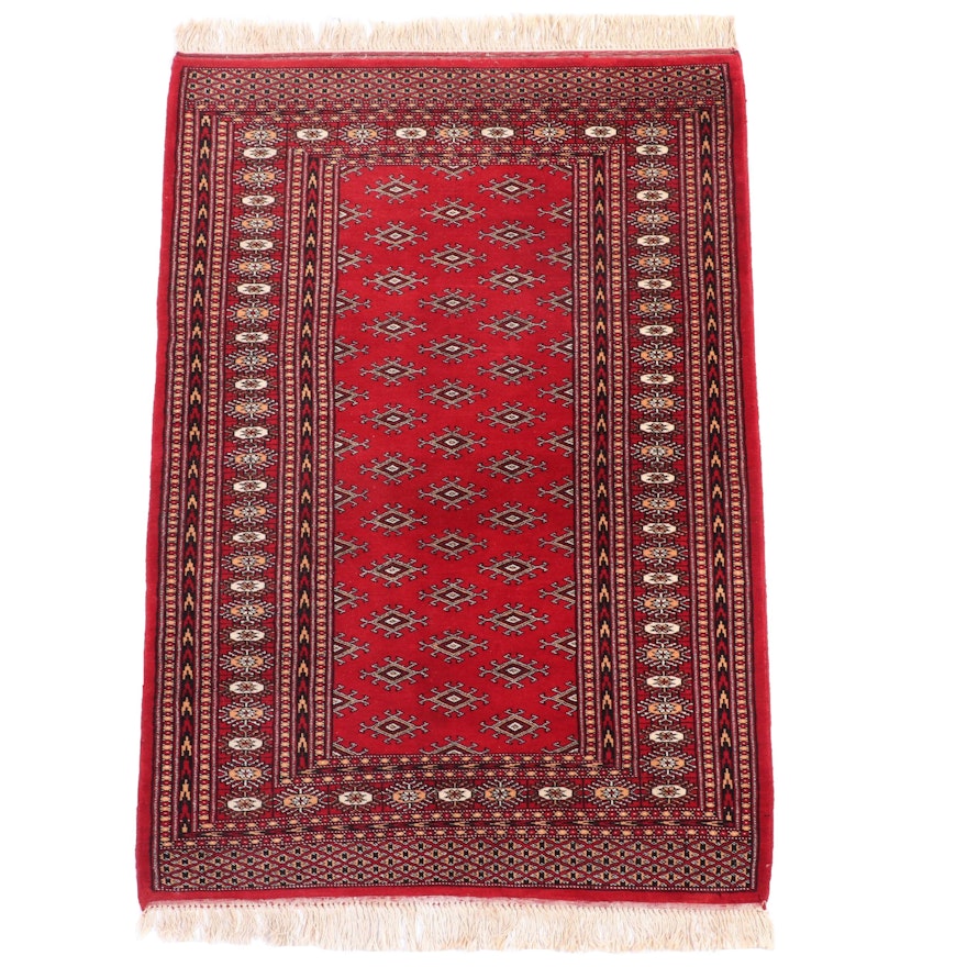 3'3 x 5'3 Hand-Knotted Pakistani Turkmen Wool Area Rug