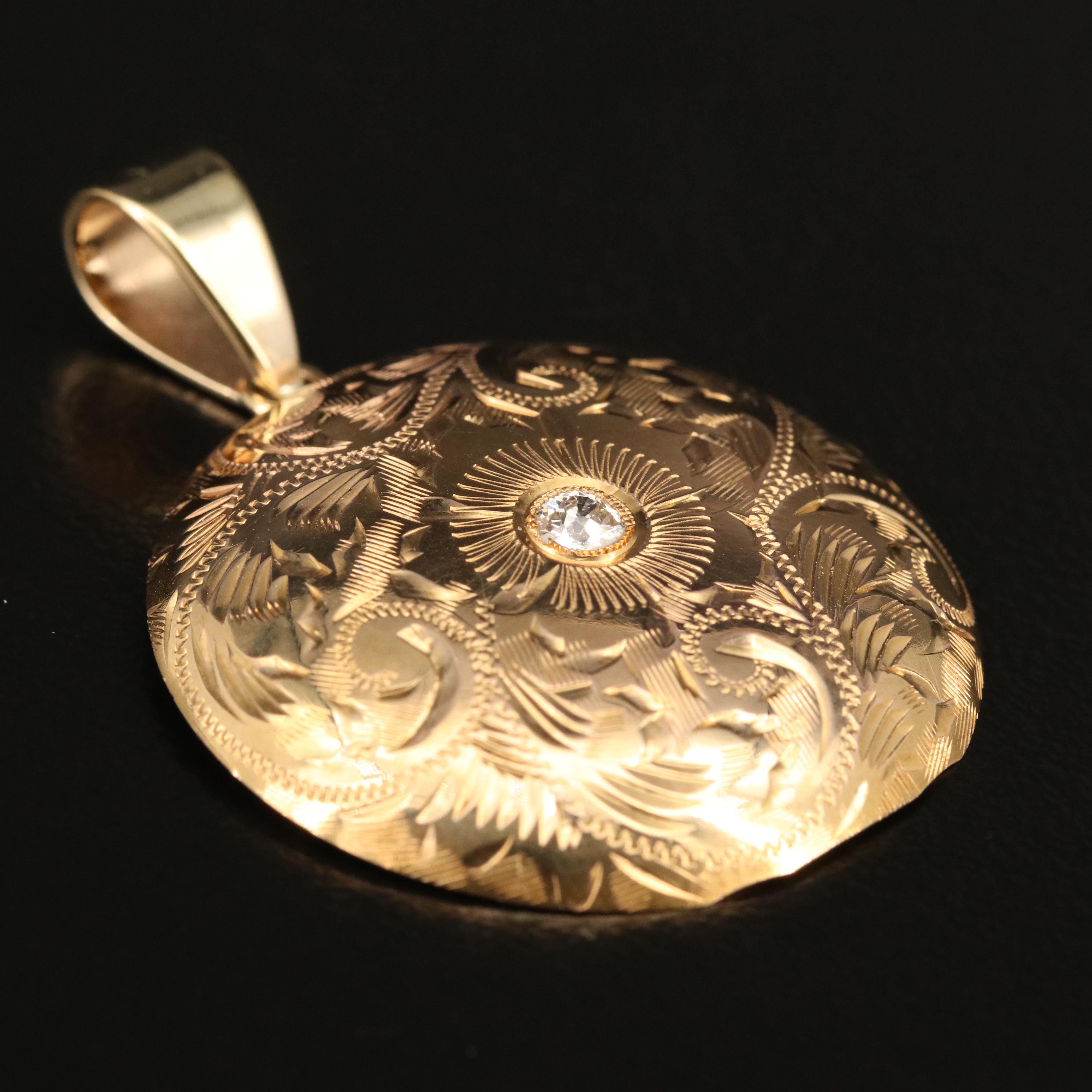 Circa 1900 Swiss 14K Auréole Watch Case Cover Pendant