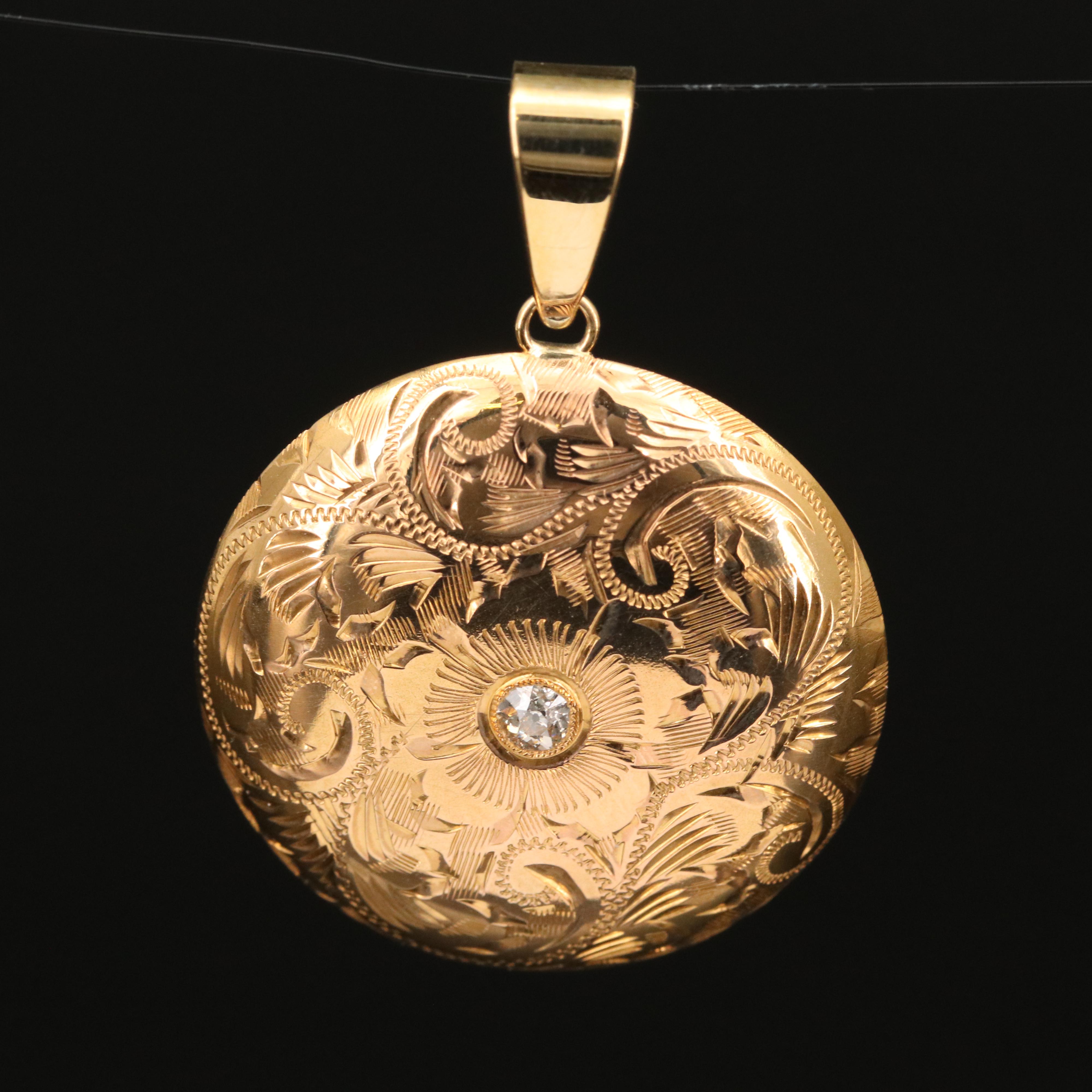 Circa 1900 Swiss 14K Auréole Watch Case Cover Pendant