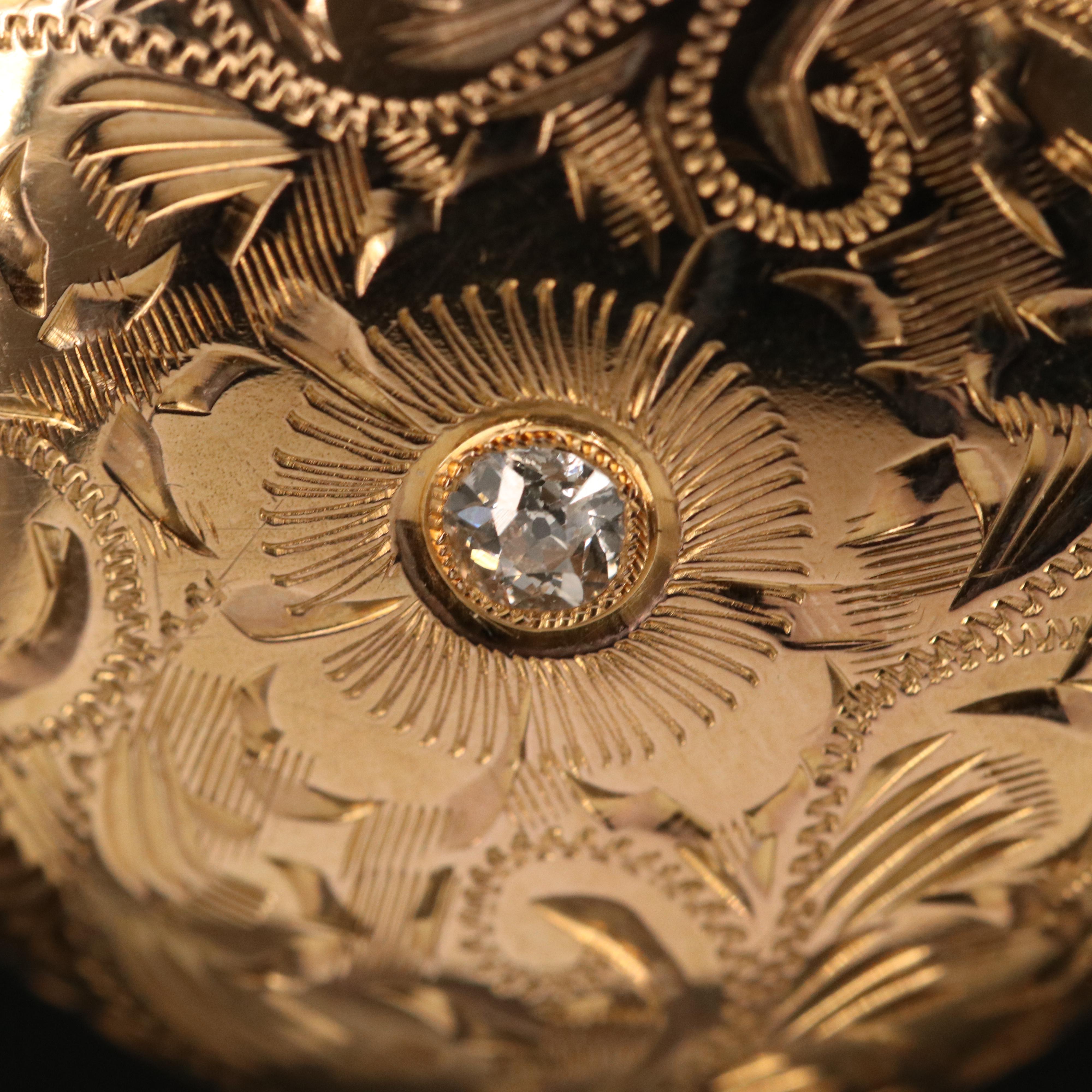 Circa 1900 Swiss 14K Auréole Watch Case Cover Pendant