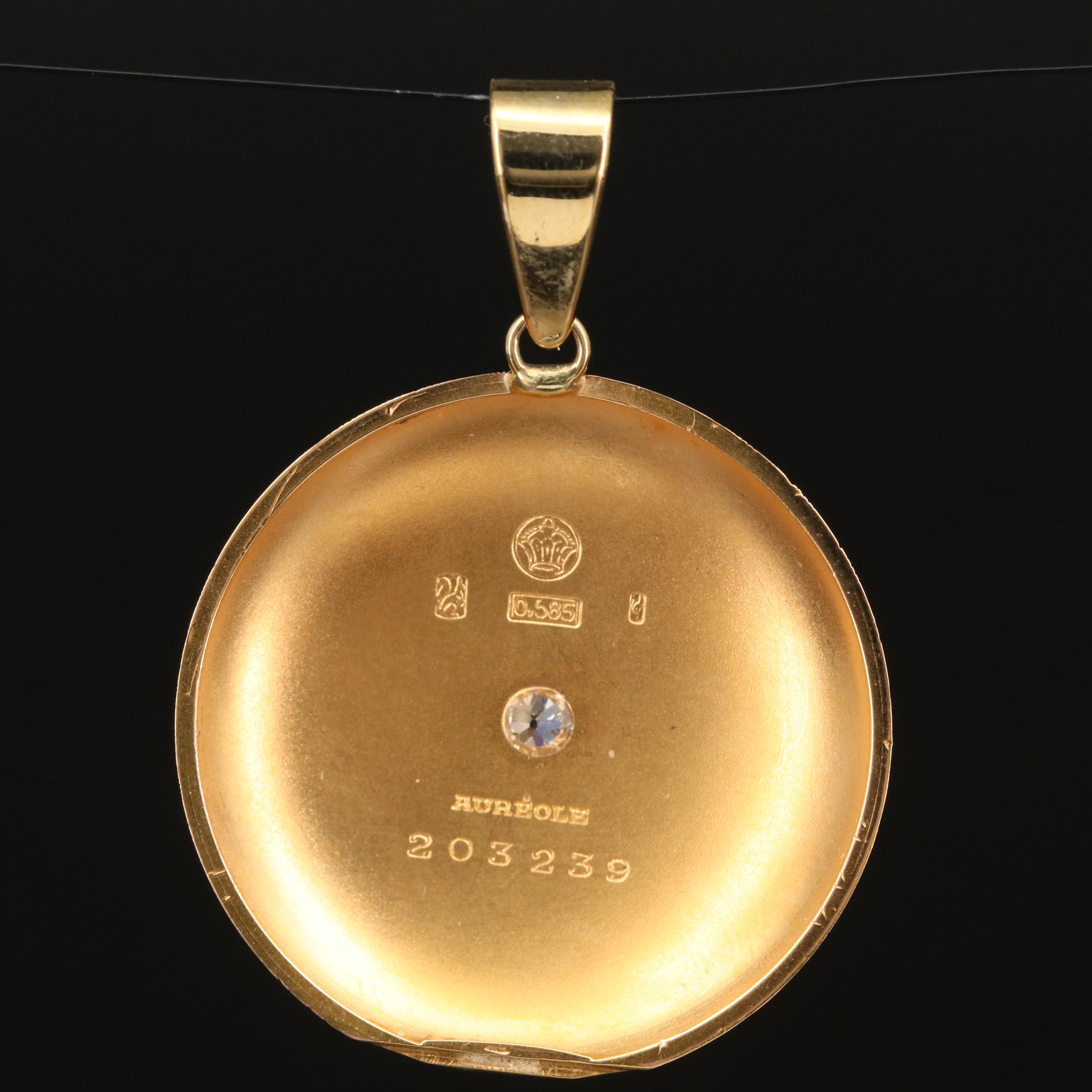 Circa 1900 Swiss 14K Auréole Watch Case Cover Pendant