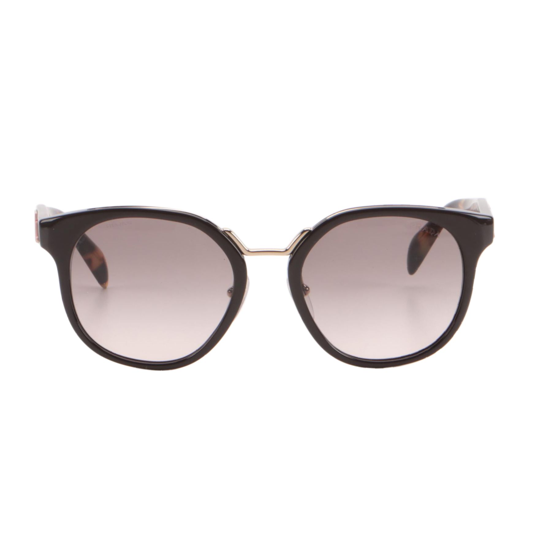 Prada SPR 17T Havana Brown Round Sunglasses with Floral