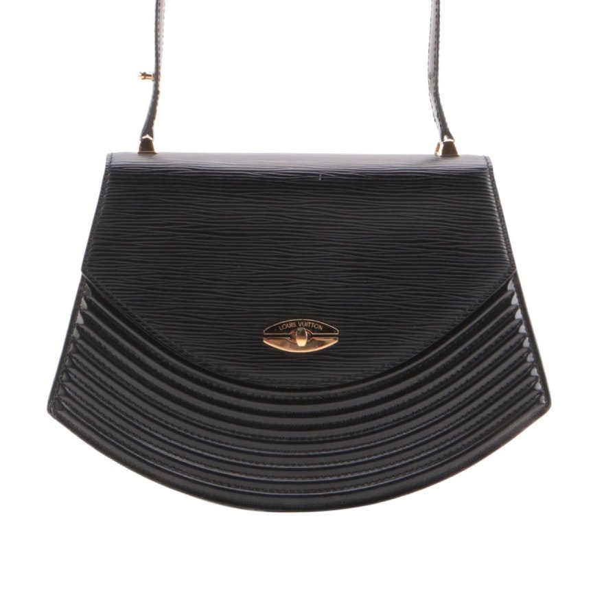 Louis Vuitton Tilsitt Shoulder Bag in Black Epi and Smooth Leather
