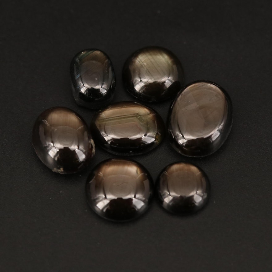 Loose Round and Oval Black Star Sapphire Cabochon