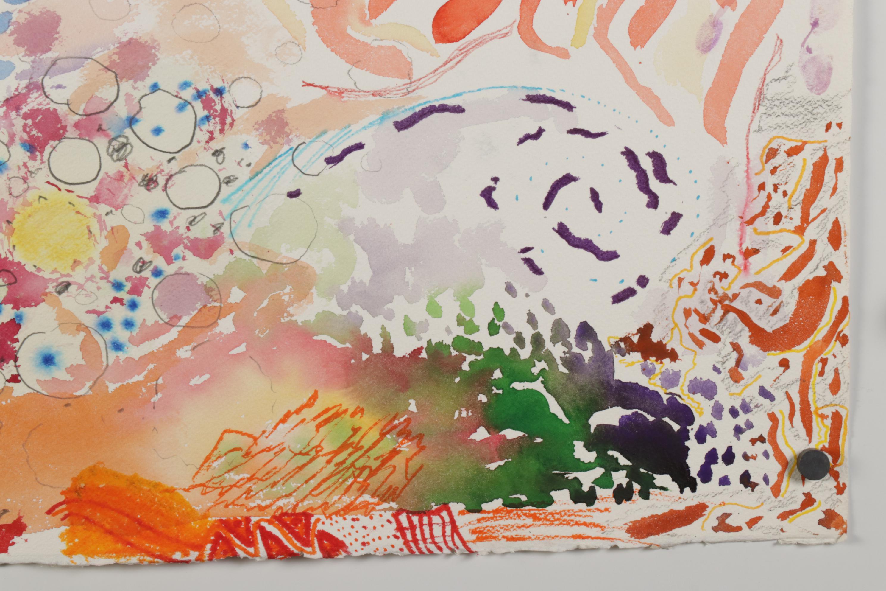 Philip the Transplant Mixed Media Painting of Surrealist Landscape, 1990