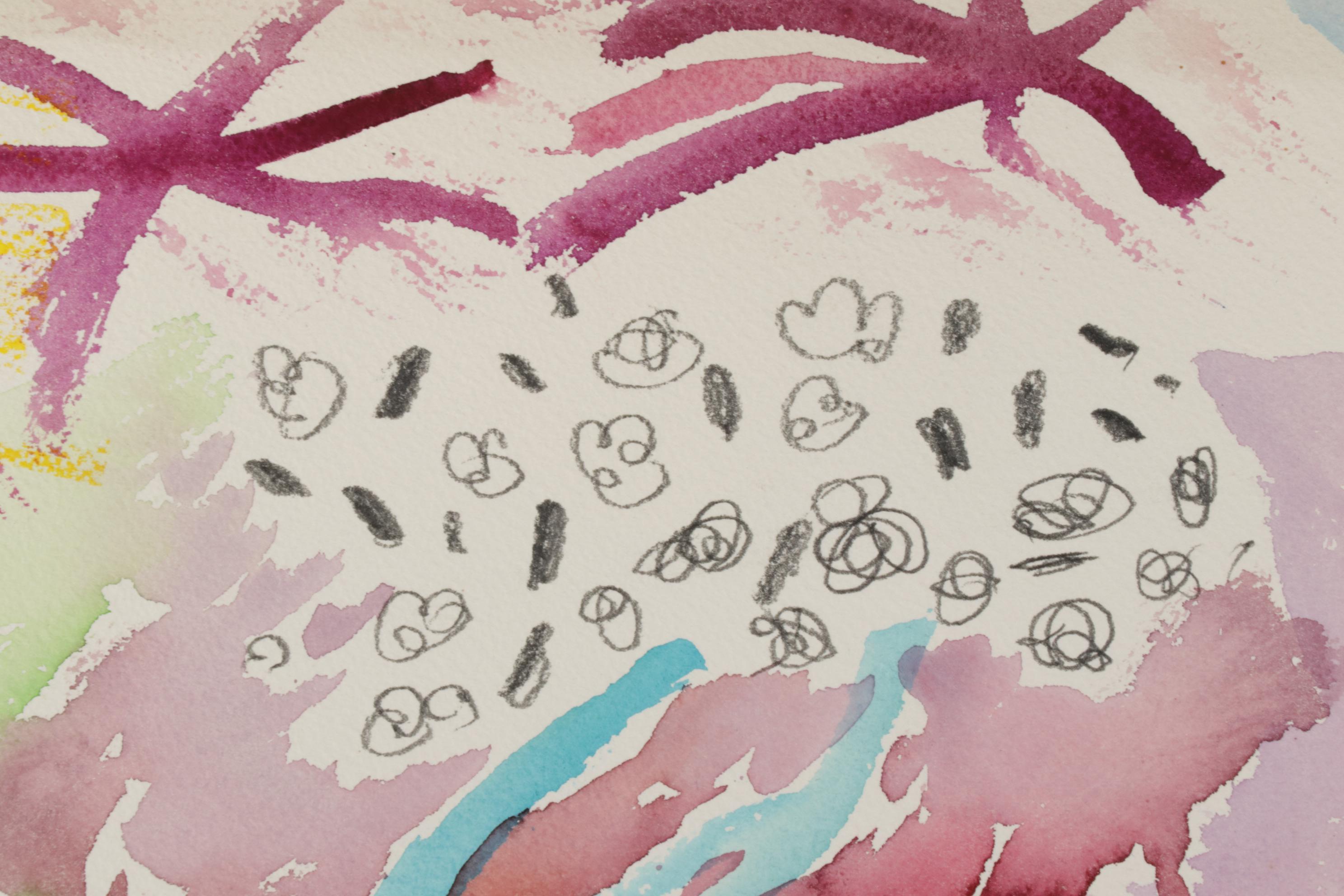 Philip the Transplant Mixed Media Painting of Surrealist Landscape, 1990