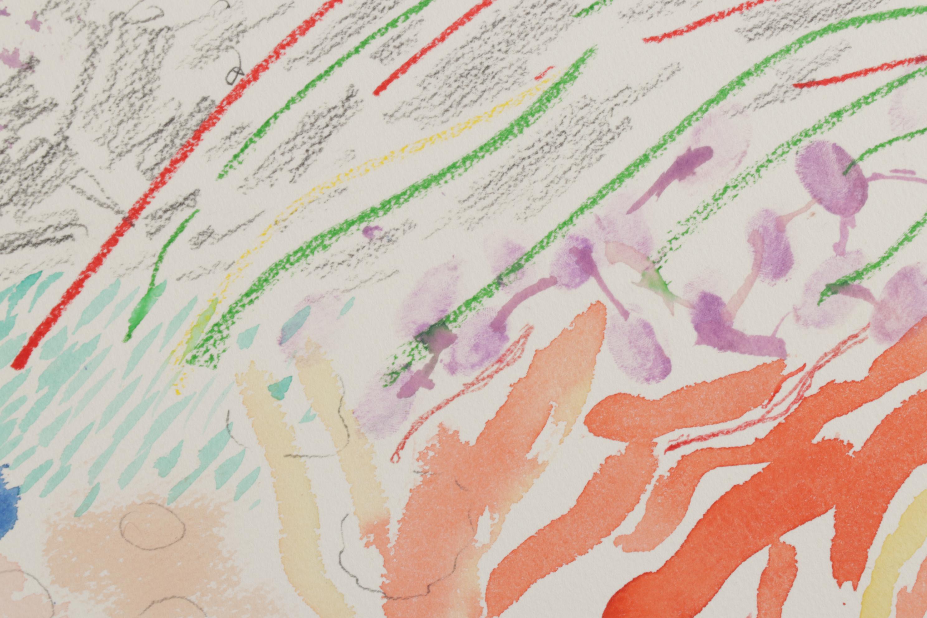 Philip the Transplant Mixed Media Painting of Surrealist Landscape, 1990