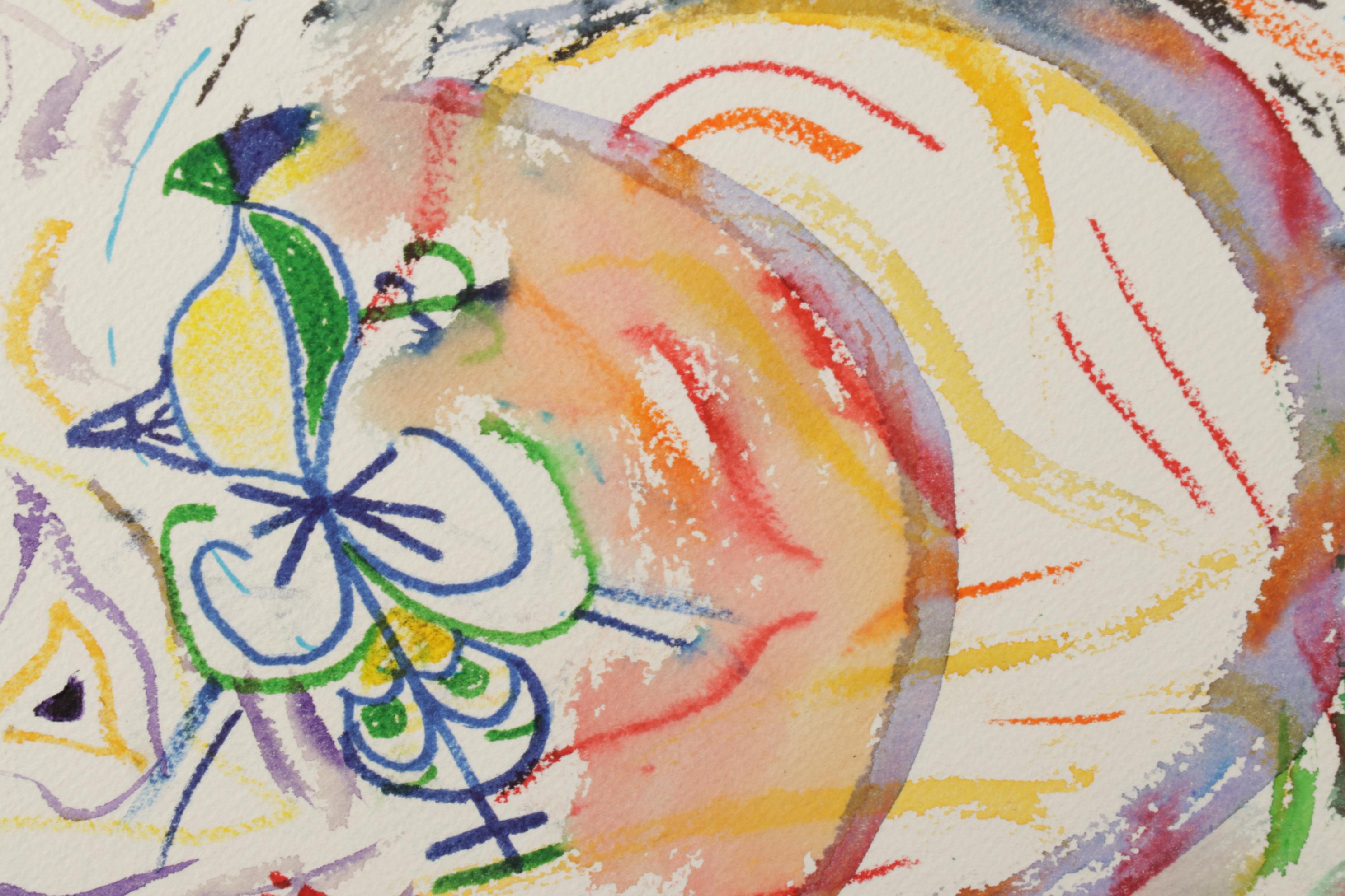 Philip the Transplant Mixed Media Painting of Surrealist Landscape, 1990