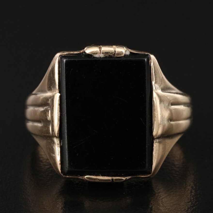 Vintage 10K Black Onyx Ring