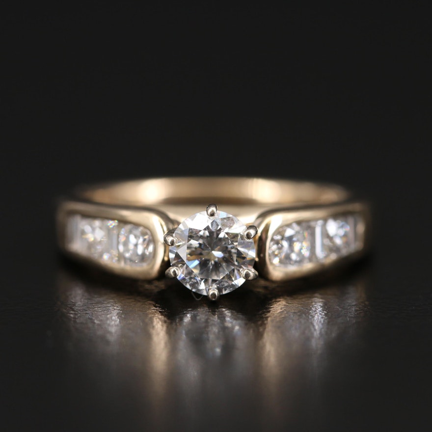 14K 1.01 CTW Diamond Cathedral Ring