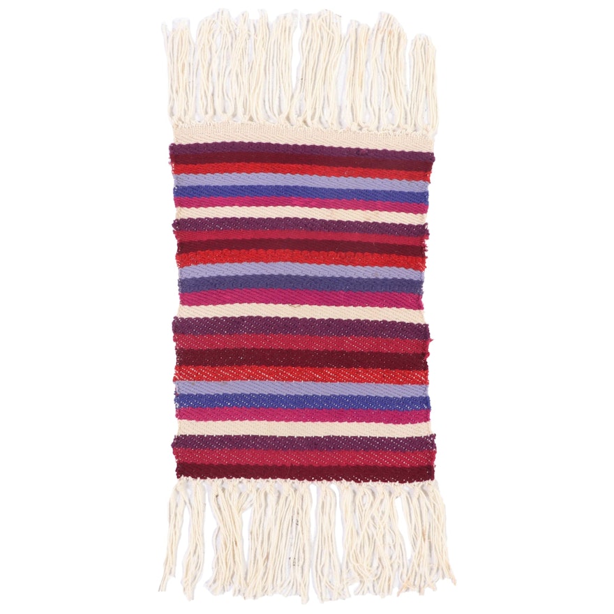 1'4 x 3'1 Handwoven Striped Twill Accent Rug