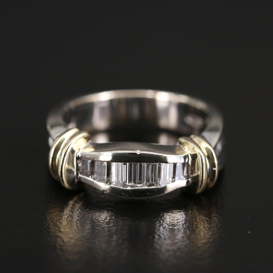 14K Two Tone Diamond Band