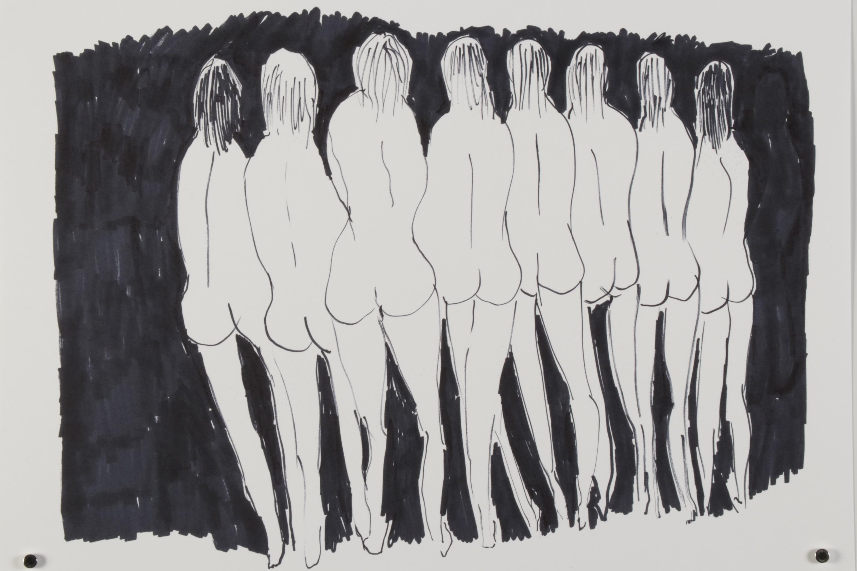Philip the Transplant Ink Drawing "Eight Nudes," 2021
