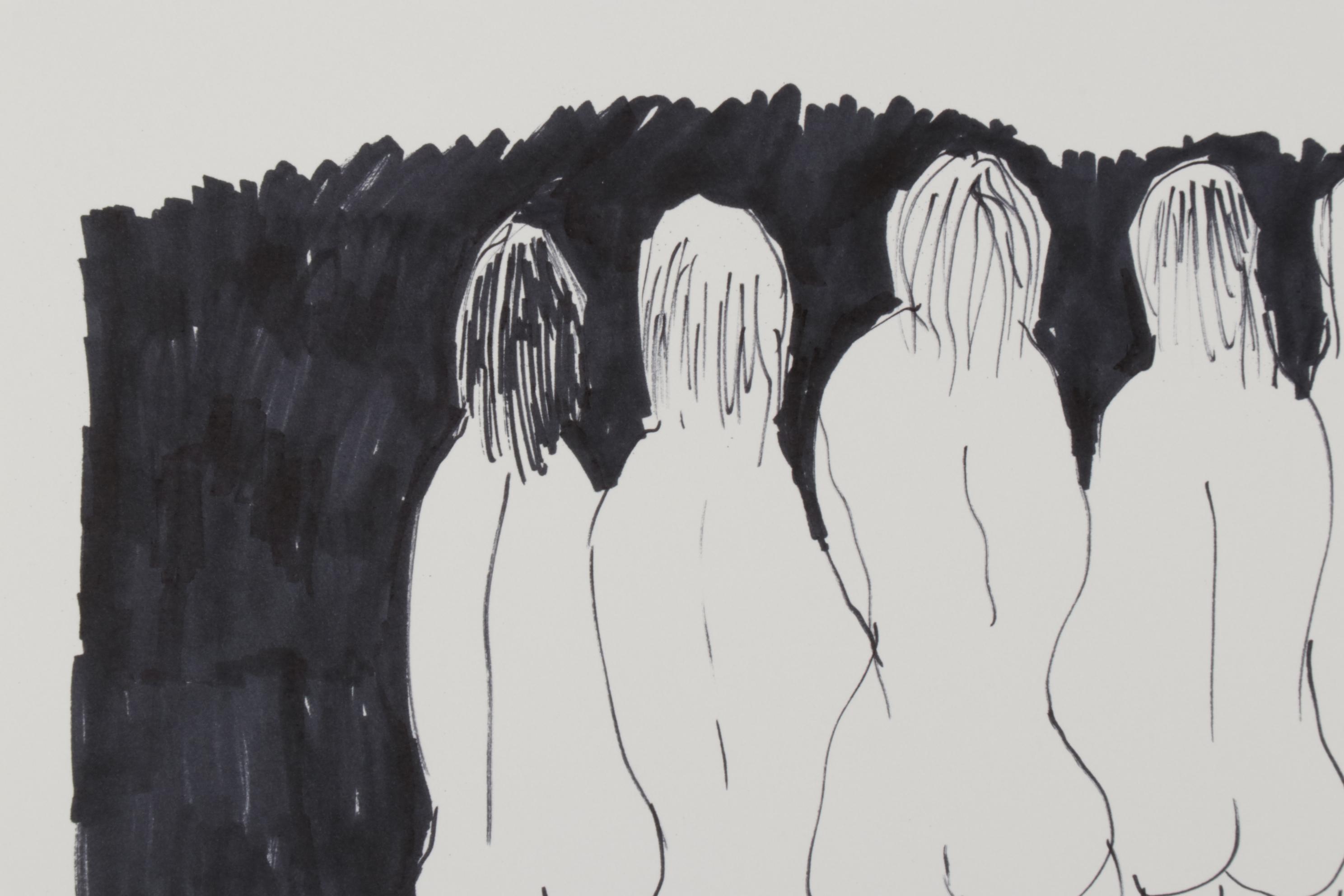 Philip the Transplant Ink Drawing "Eight Nudes," 2021